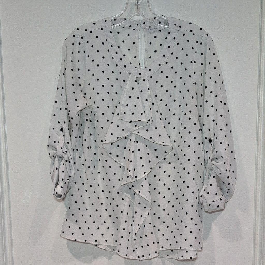 NBDN Nobrandedon NY and Company Polka Dot Ruffle Blouse size Small Size XS / US 0-2 / IT 36-38 - 1 Thumbnail