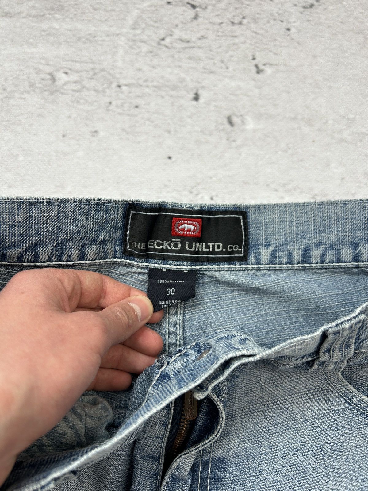 Ecko Unltd. 💥Vintage Ecko Unltd Baggy Big Logo Washed Blue Denim Jeans💥 Size US 30 / EU 46 - 5 Thumbnail