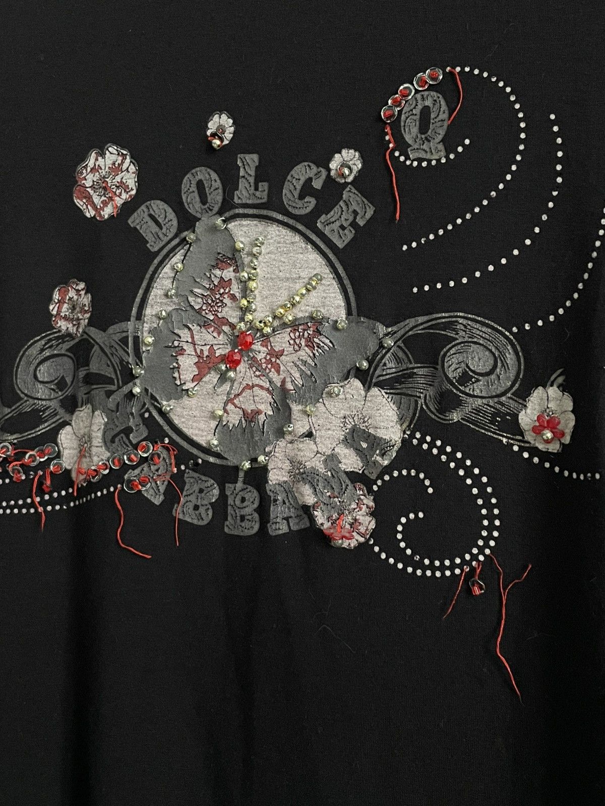 Dolce & Gabbana Vintage Dolce & Gabbana Y2K Flower T-Shirt Black RARE Size M / US 6-8 / IT 42-44 - 3 Thumbnail