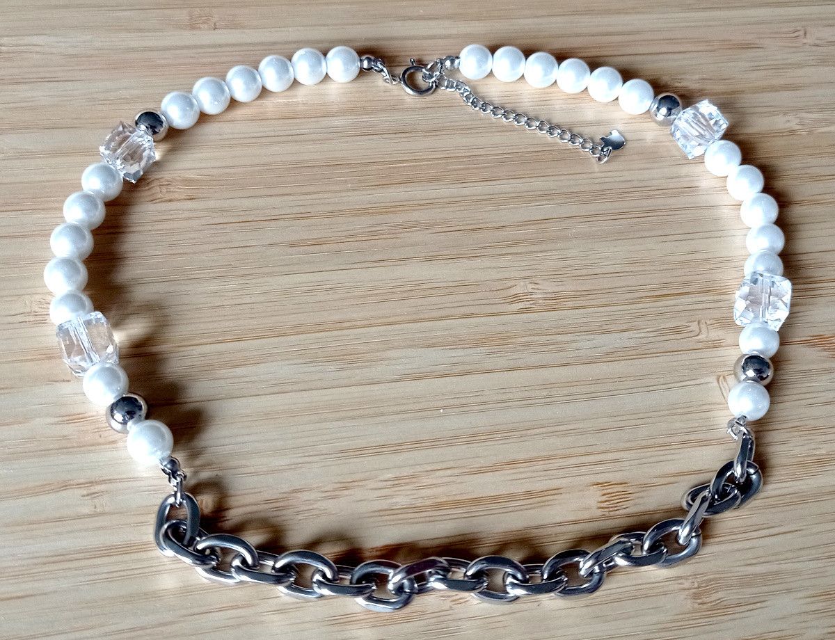 Vintage Vintage Avant Garde Luxury Ice Square Crystal Pearl Necklace Size ONE SIZE - 5 Thumbnail
