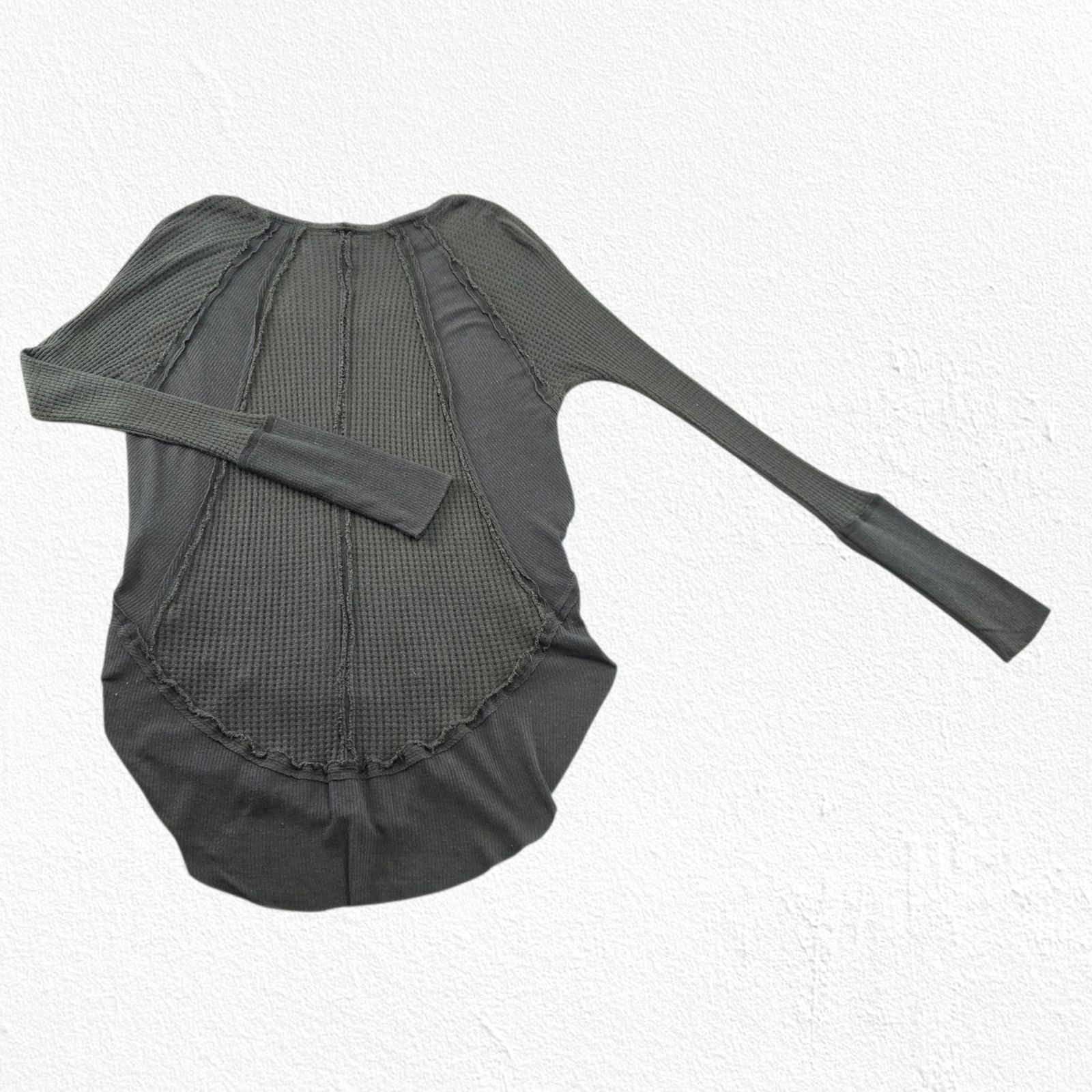 Free People We The Free Olive Gray Thermal Waffle Knit Top Size Small Size S / US 4 / IT 40 - 7 Thumbnail