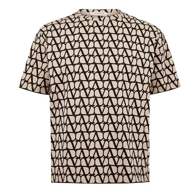 o1g2r1mq0724 T-Shirts Toile Iconographe Print Beige & Black