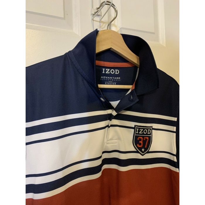 Izod IZOD Advantage Performance Men’s Sz M Polo Wide Blue Orange | Grailed