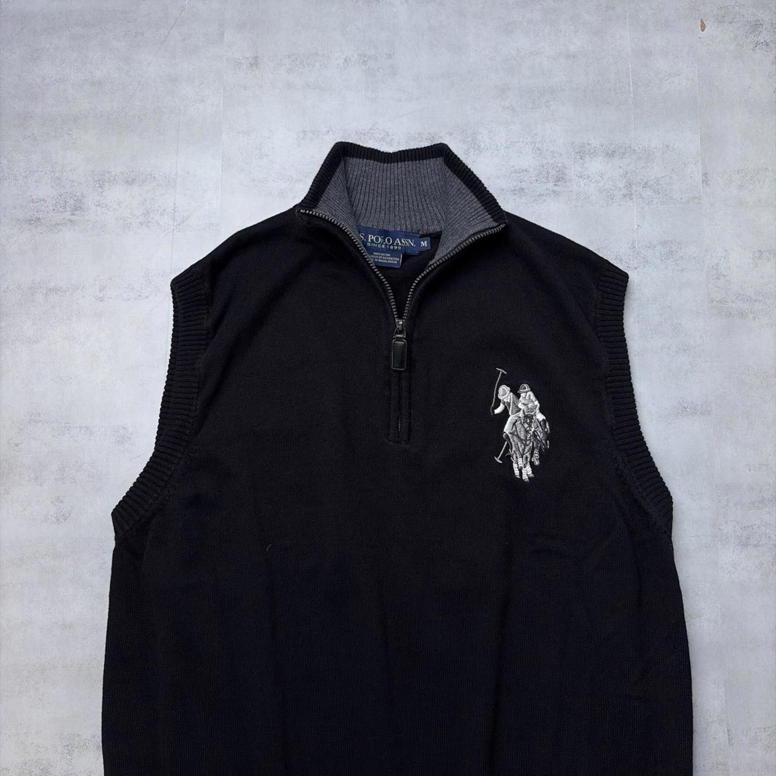 U.S. Polo Assn. Y2K Black U.S. Polo Assn Grunge Knit Big Pony Vest Size US M / EU 48-50 / 2 - 3 Thumbnail