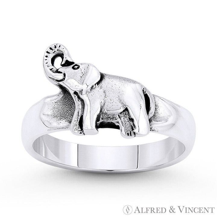 Other Trumpeting Elephant Charm Ring in .925 Sterling Silver Size ONE SIZE - 1 Preview