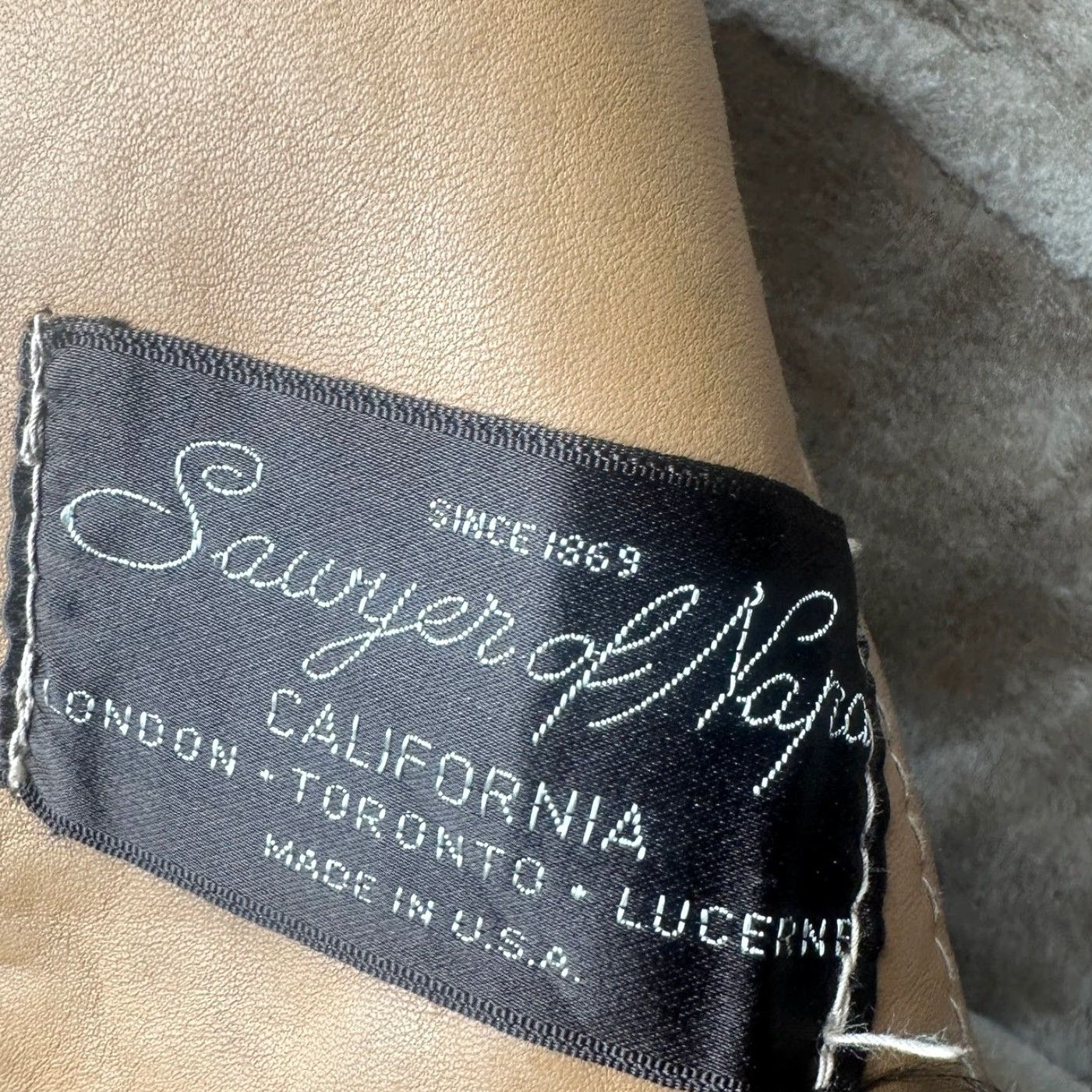 Avenue VINTAGE Sawyer of Napa Leather Long Coat Womens 12 Beige Fur Trim overcoat Jacket Size XL / US 12-14 / IT 48-50 - 3 Thumbnail