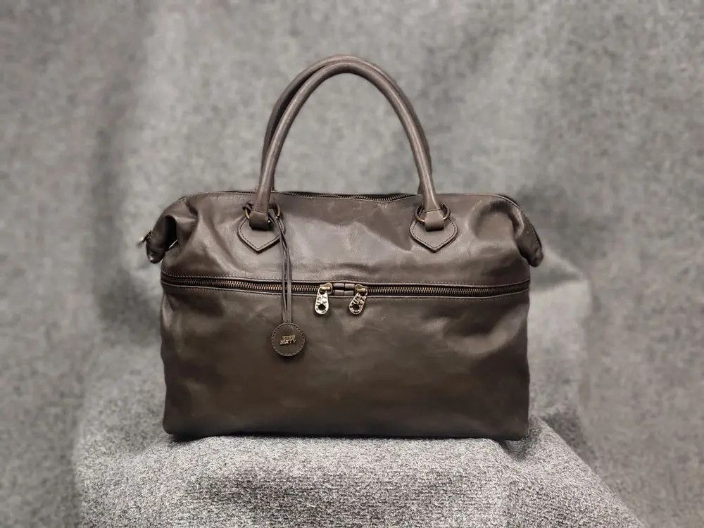 Miss Sixty Vintage Y2K Dark Leather Oversized Zip Handbag