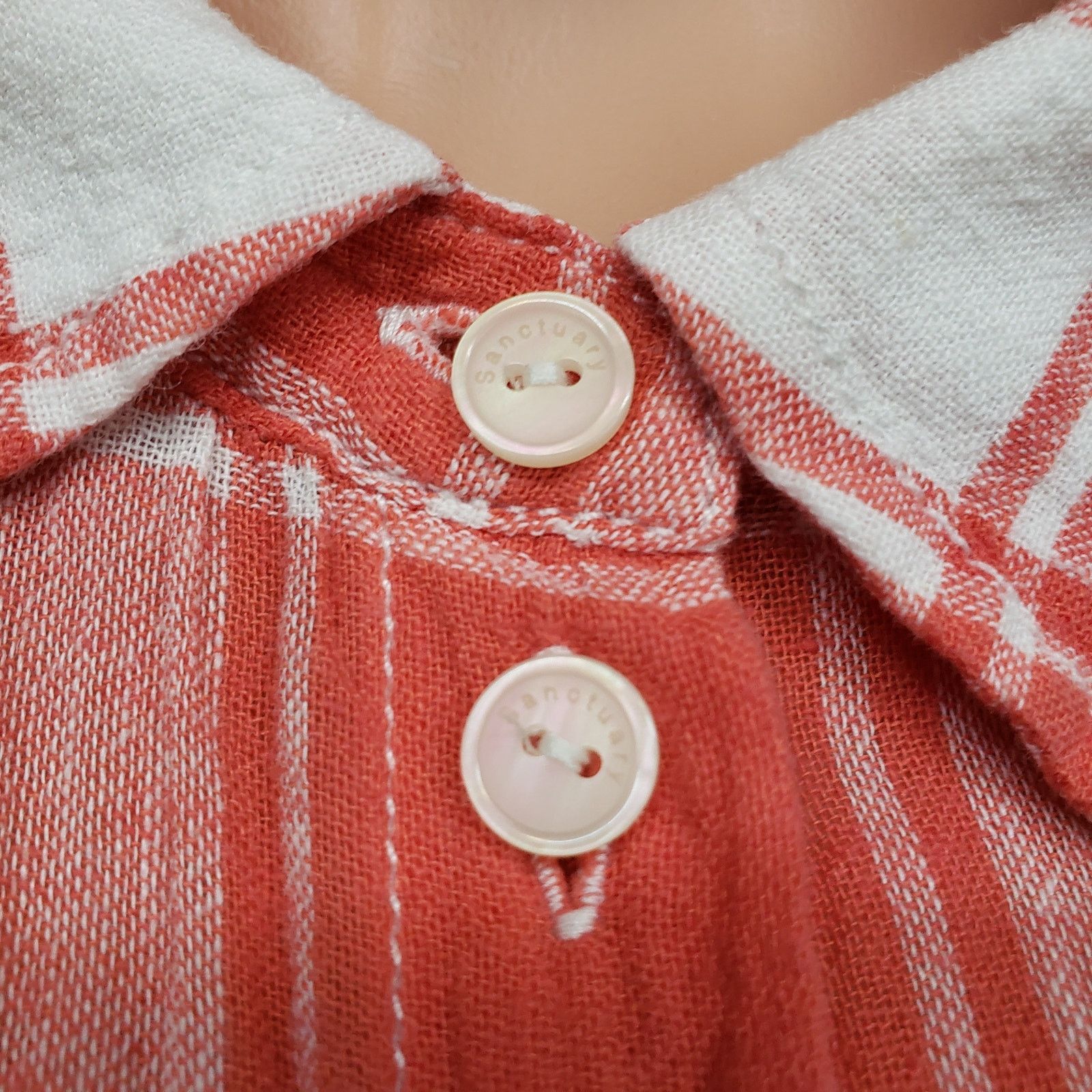Sanctuary Sanctuary Linen Blend Boyfriend Shirt Plaid Cuffed Long Slee Size L / US 10 / IT 46 - 8 Thumbnail