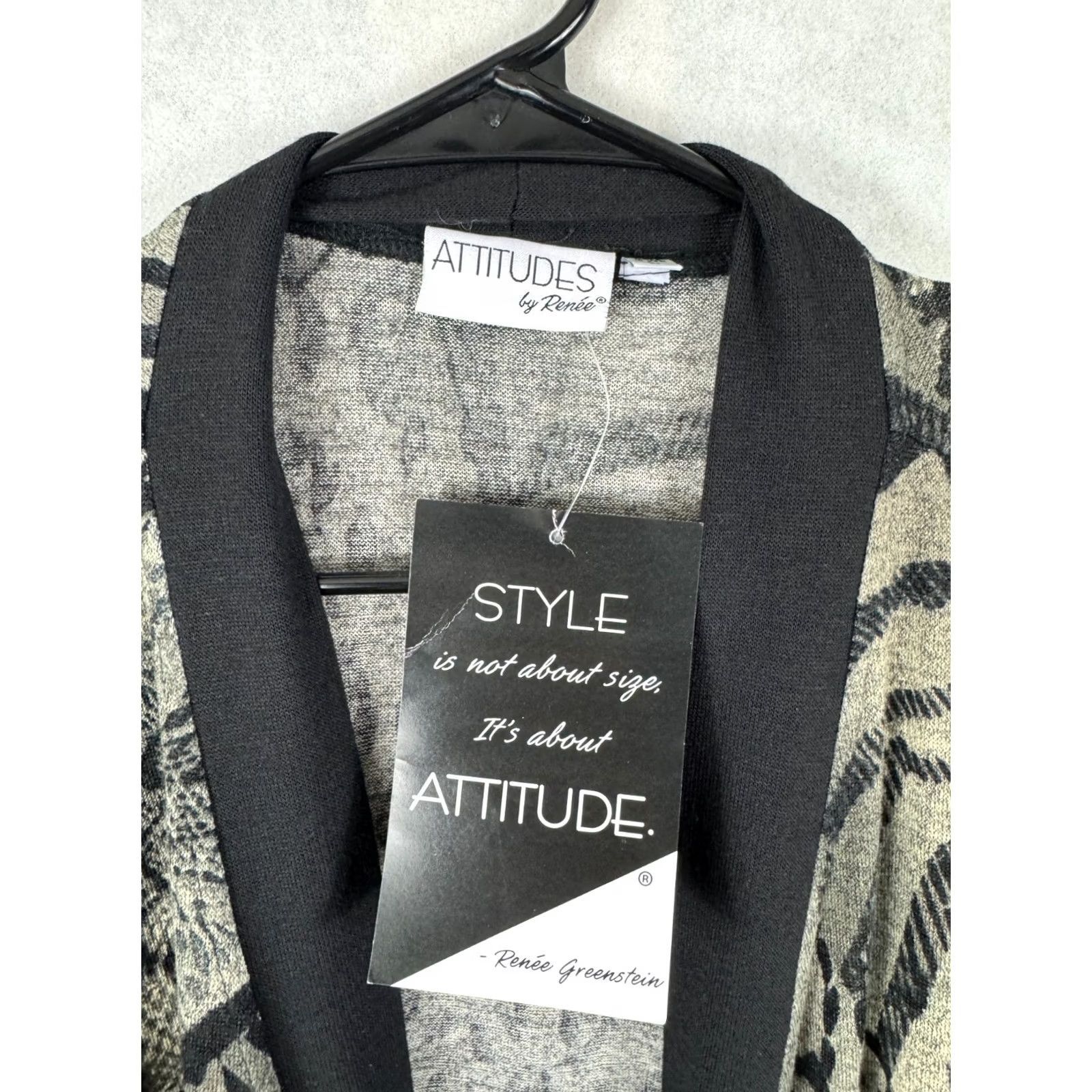 Vintage VINTAGE Attitudes by Renee USA Cardigan Duster Belted Black Cat Animal Women Large New Size L / US 10 / IT 46 - 2 Thumbnail