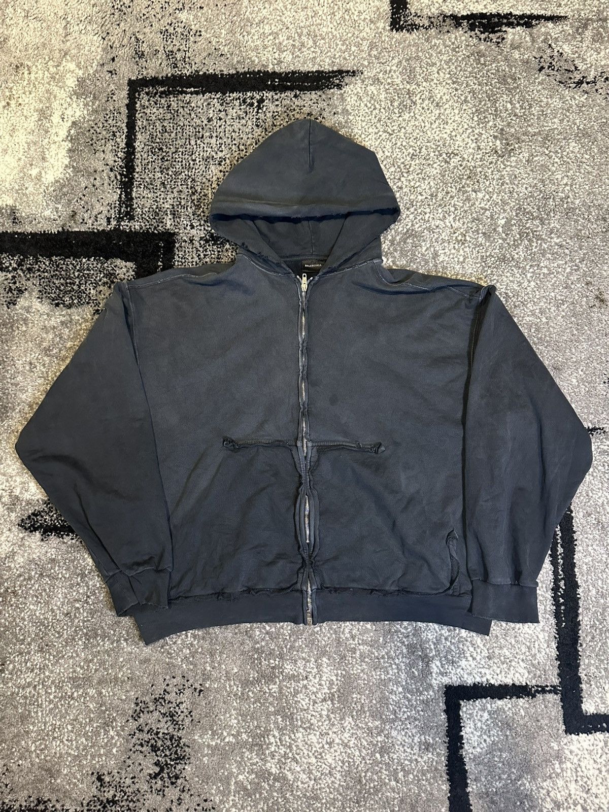 Balenciaga Tape Type Ripped Pocket Zip-Up Hoodie (Summer 23) Size US S / EU 44-46 / 1 - 1 Thumbnail