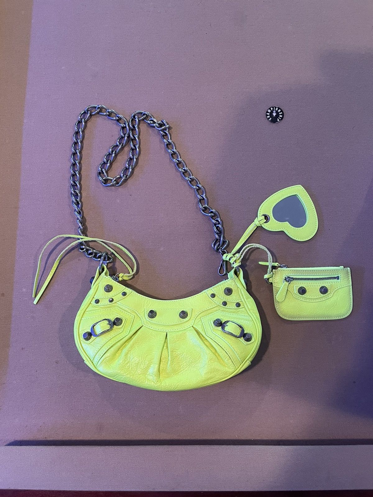 Balenciaga LE CAGOLE 8 B X8 W/C ARENA LAMB AS FLUO YELLOW Size ONE SIZE - 4 Thumbnail