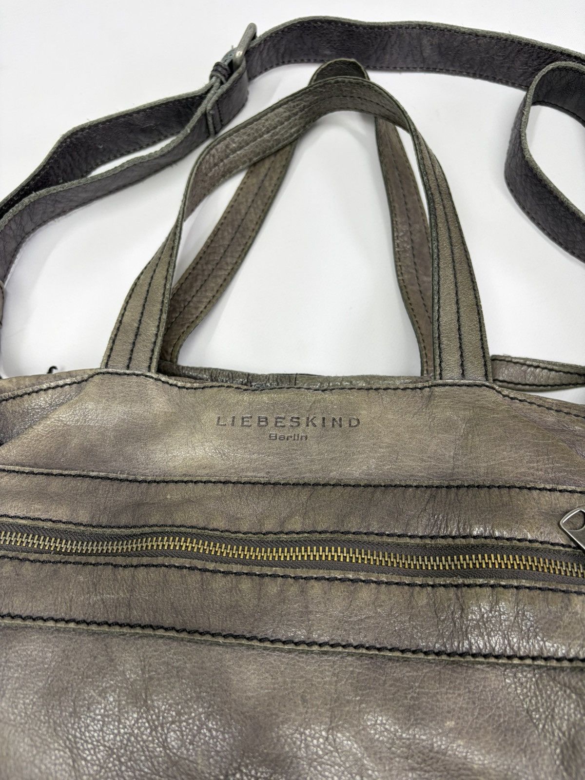 KMRii Oversized Artisan Gray Leather Shoulder Bag Rick Owens Vibe Size ONE SIZE - 10 Thumbnail