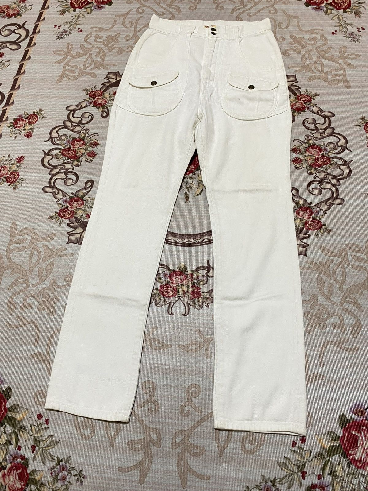 Kapital Kapital Monkey Walt Buckle Back White Pants Size US 27 - 2 Thumbnail