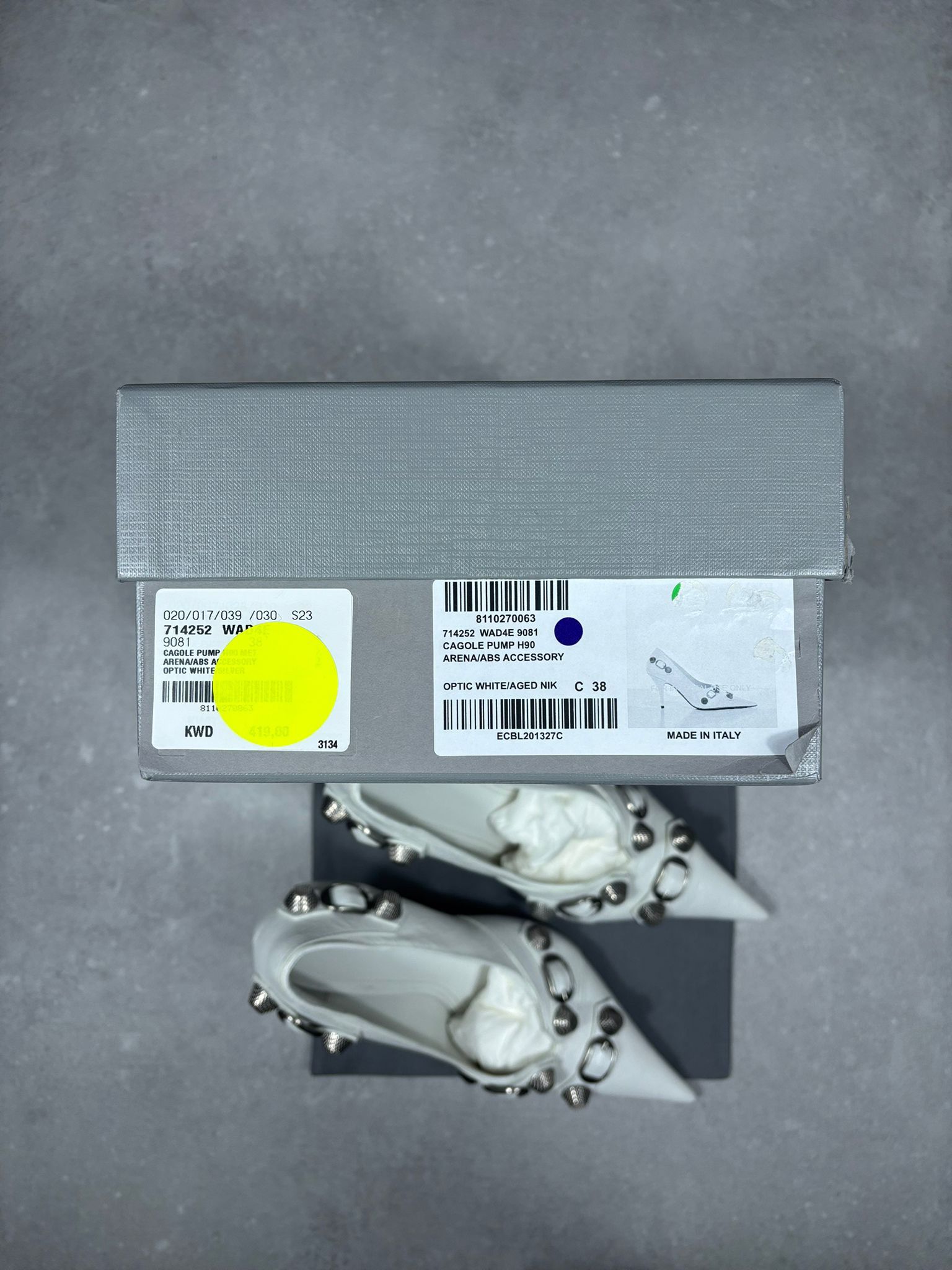 Balenciaga Balenciaga Cagole Pump H90 Arena White Aged Nickel US 8 Size US 8 / IT 38 - 12 Thumbnail