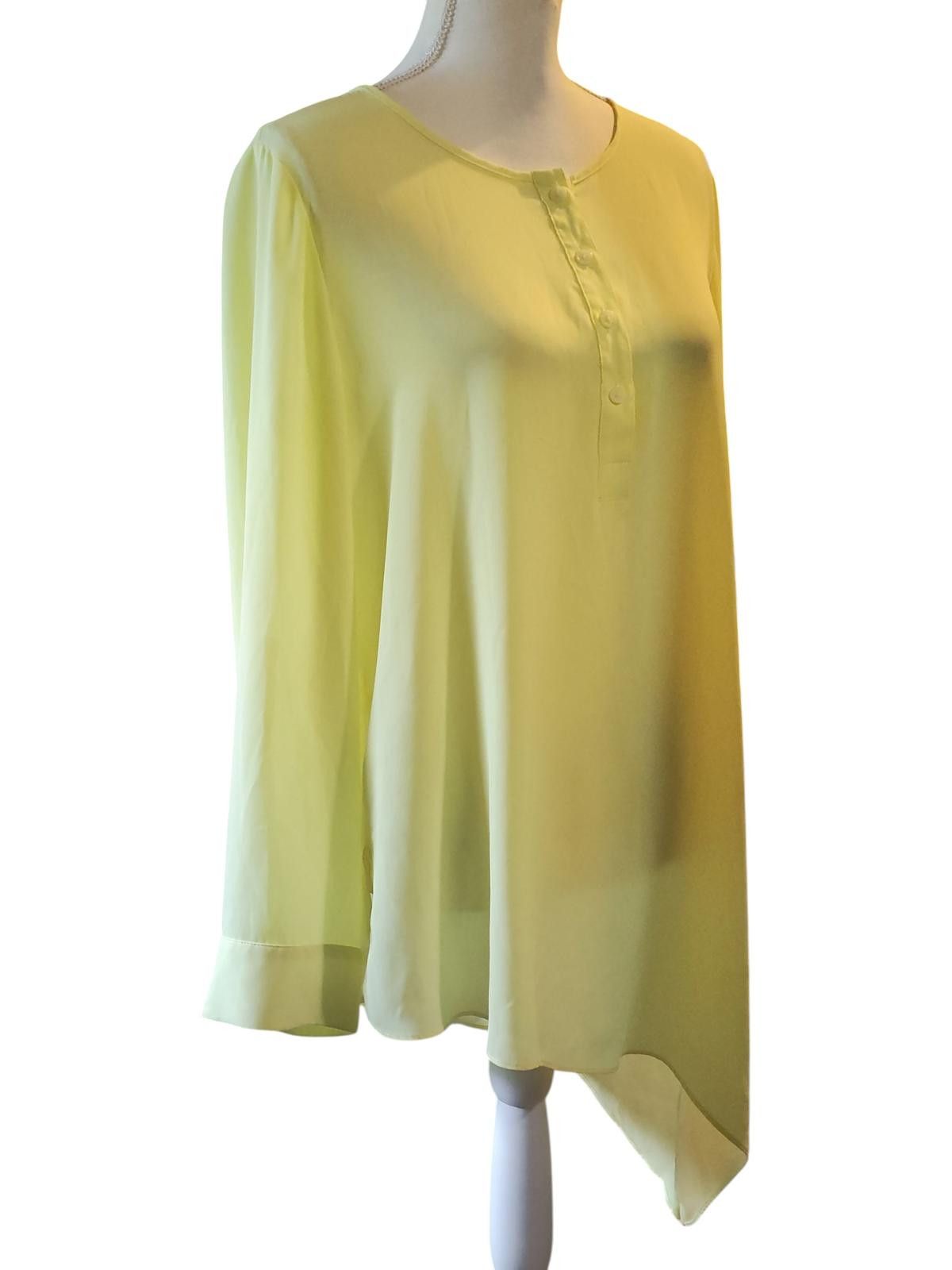 Chicos Chico's Light Yellow Long Sleeve Asymmetrical Blouse Size 11 Size M / US 6-8 / IT 42-44 - 3 Thumbnail