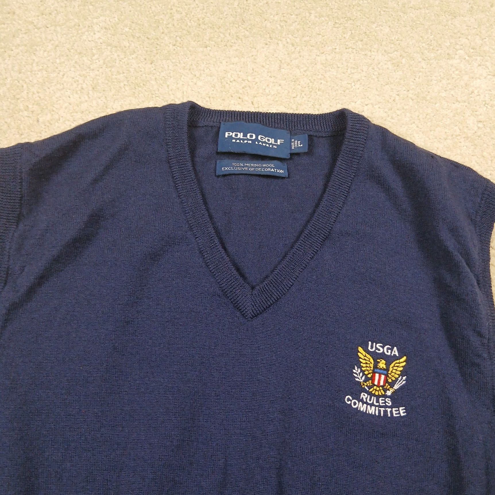 Polo Ralph Lauren Polo Ralph Lauren Sweater Vest Mens Large Blue Merino Wool USGA Rules Golf Vest Size US L / EU 52-54 / 3 - 2 Thumbnail