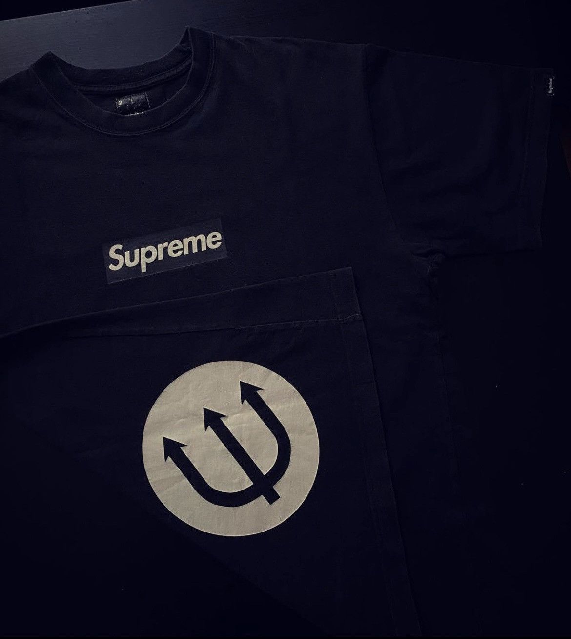 image of 2006 Supreme X Neighborhood Black Tonal Box Logo Tee Shirt, Men's (Size Medium)