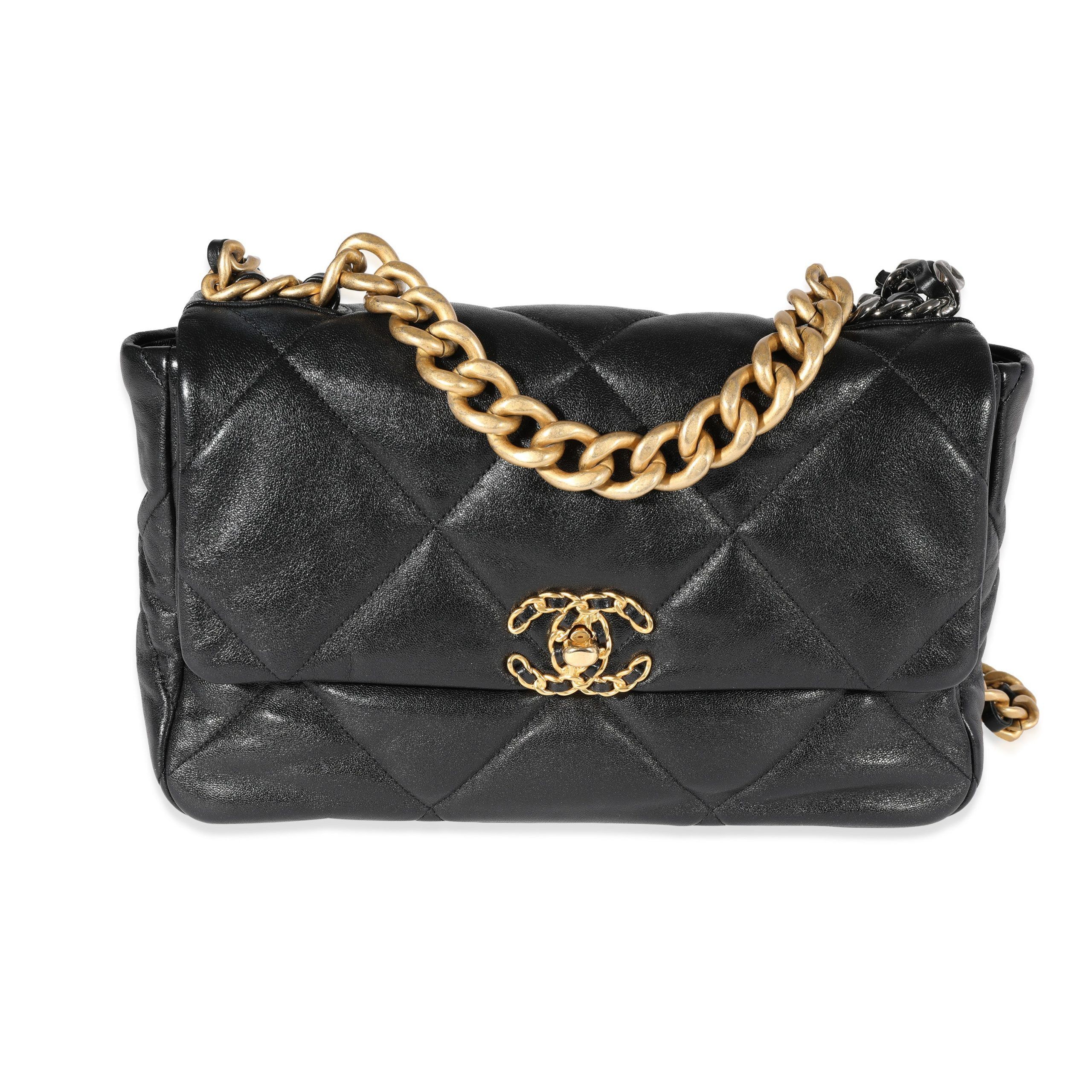 image of Chanel Black Quilted Lambskin Medium 19 Bag, Women's