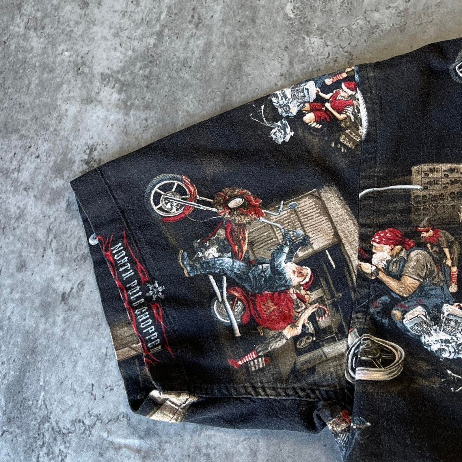 Harley Davidson × Japanese Brand × Vintage Vintage Y2K Harley Davidson Style Santa Christmas Shirt Size US XL / EU 56 / 4 - 3 Thumbnail