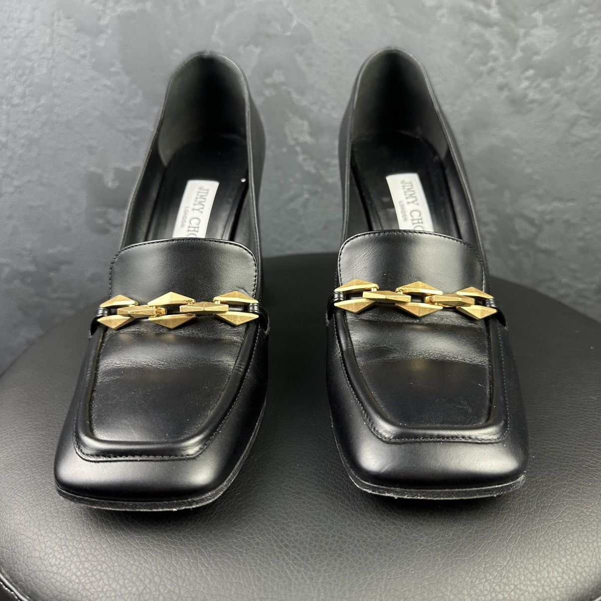 Jimmy Choo JIMMY CHOO Womens Black Diamond Tilda Leather Heeled Size US 9 / IT 39 - 3 Thumbnail