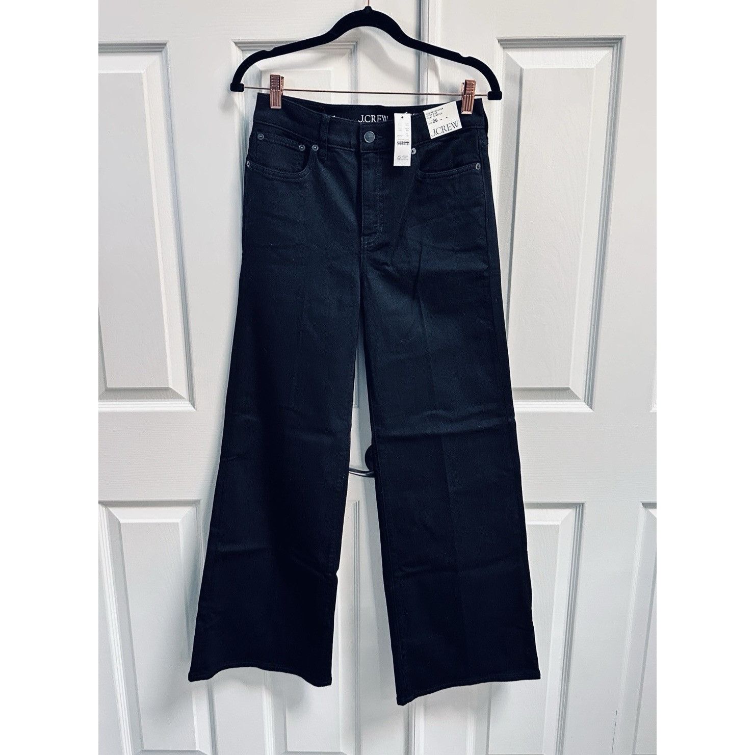 J.Crew J.Crew Womens Denim Trouser Wide Leg Jean Black High Rise Sz Size 26" / US 2 / IT 38 - 8 Thumbnail