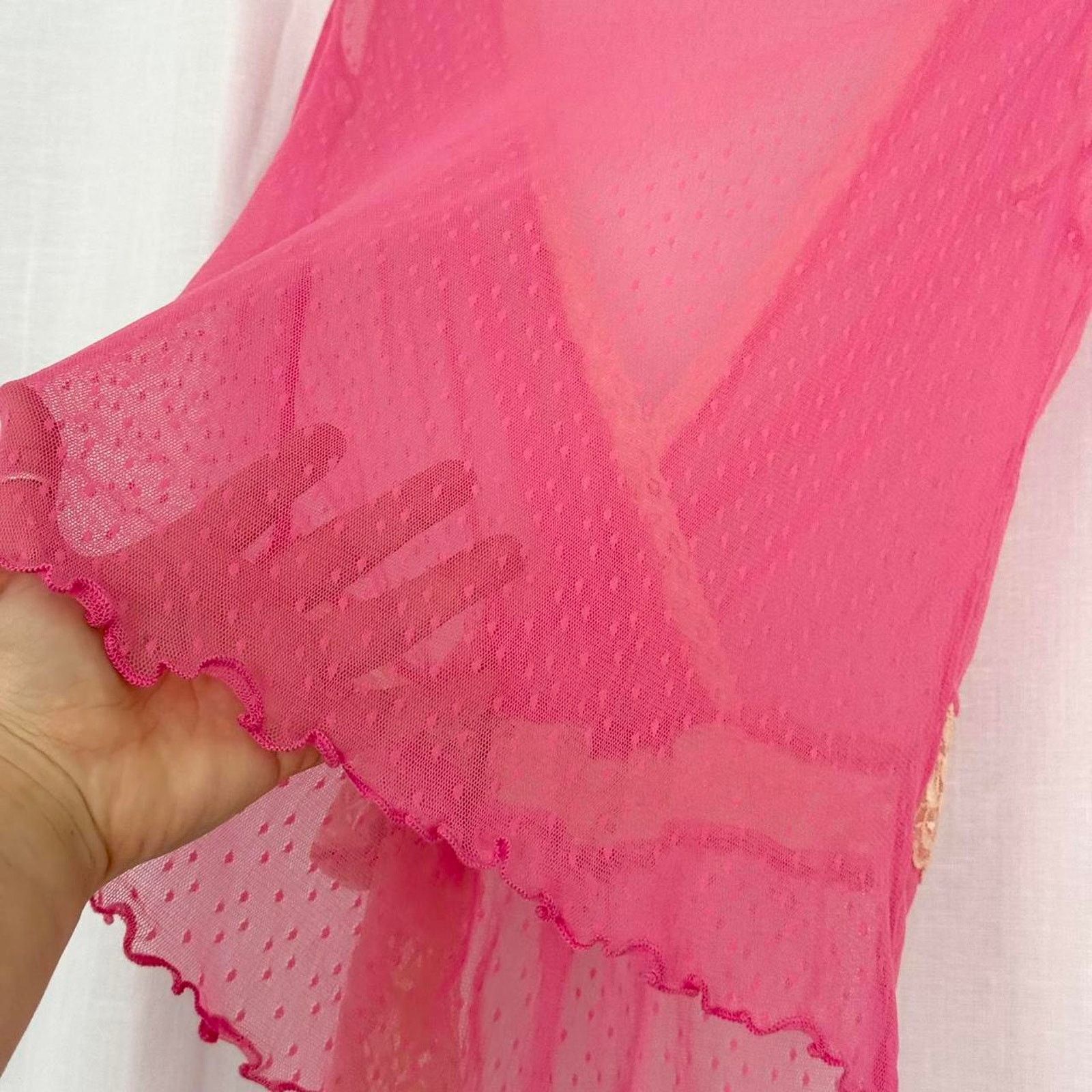 Vintage ✿ y2k sheer mesh lace wrap top wet seal ✿ Size L / US 10 / IT 46 - 7 Thumbnail