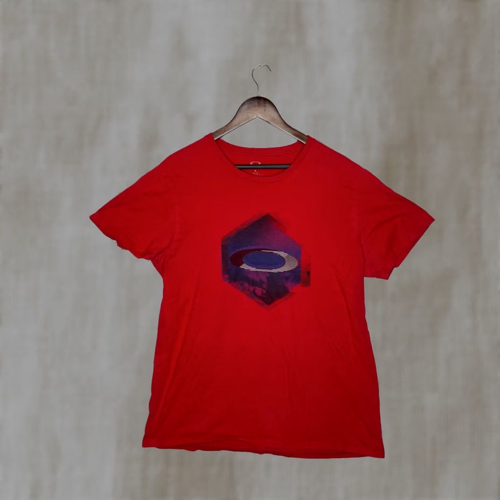 Oakley Oakley T-Shirt Men XL Red Graphic Print Short Sleeve Crew Neck Regular Fit Logo Breathable Jersey Cotton Casual Shirt Size US XL / EU 56 / 4 - 1 Thumbnail