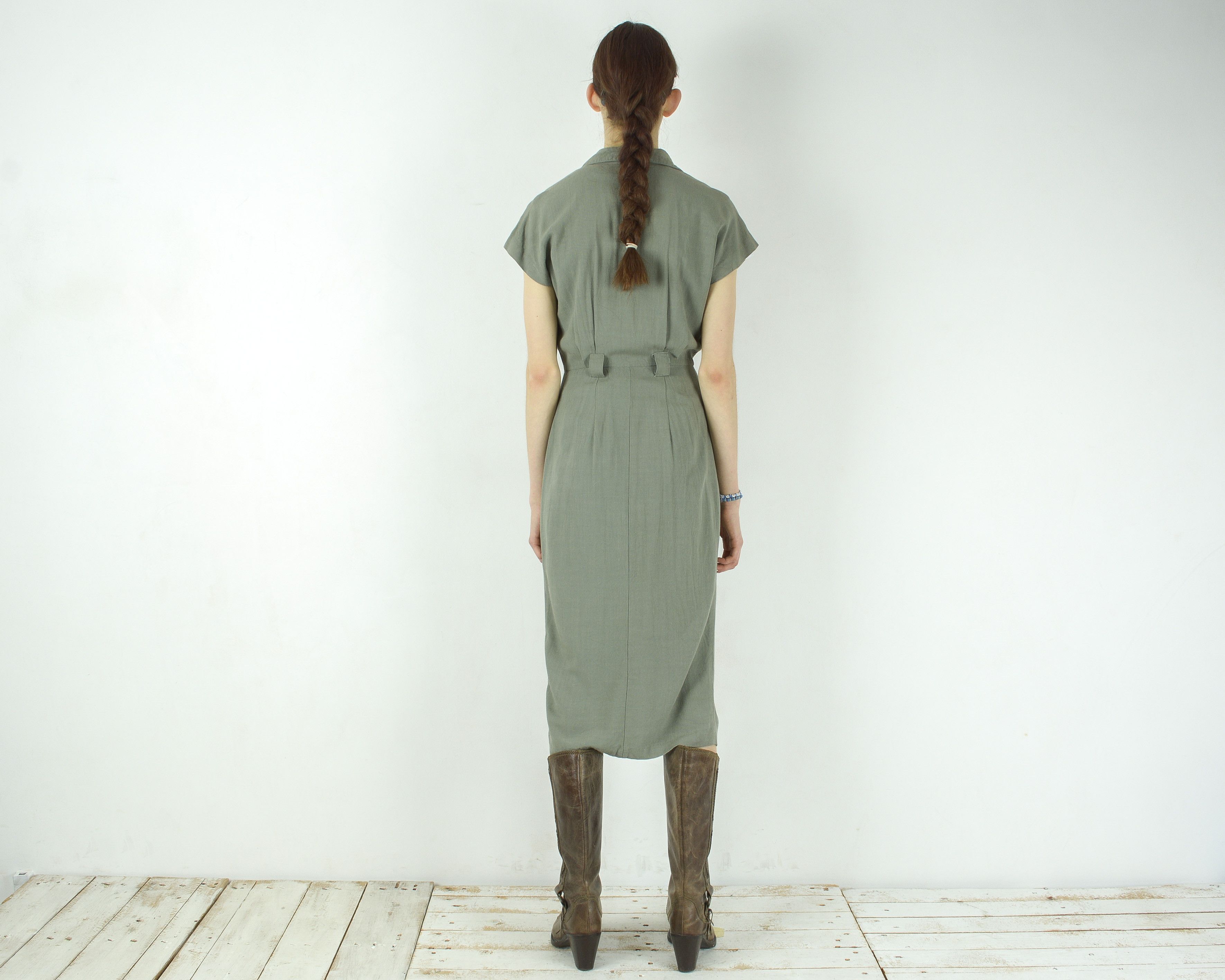 Other × Vintage HEARTS Midi Button Up Shirt Dress Short Sleeve Collared Size XS / US 0-2 / IT 36-38 - 3 Thumbnail