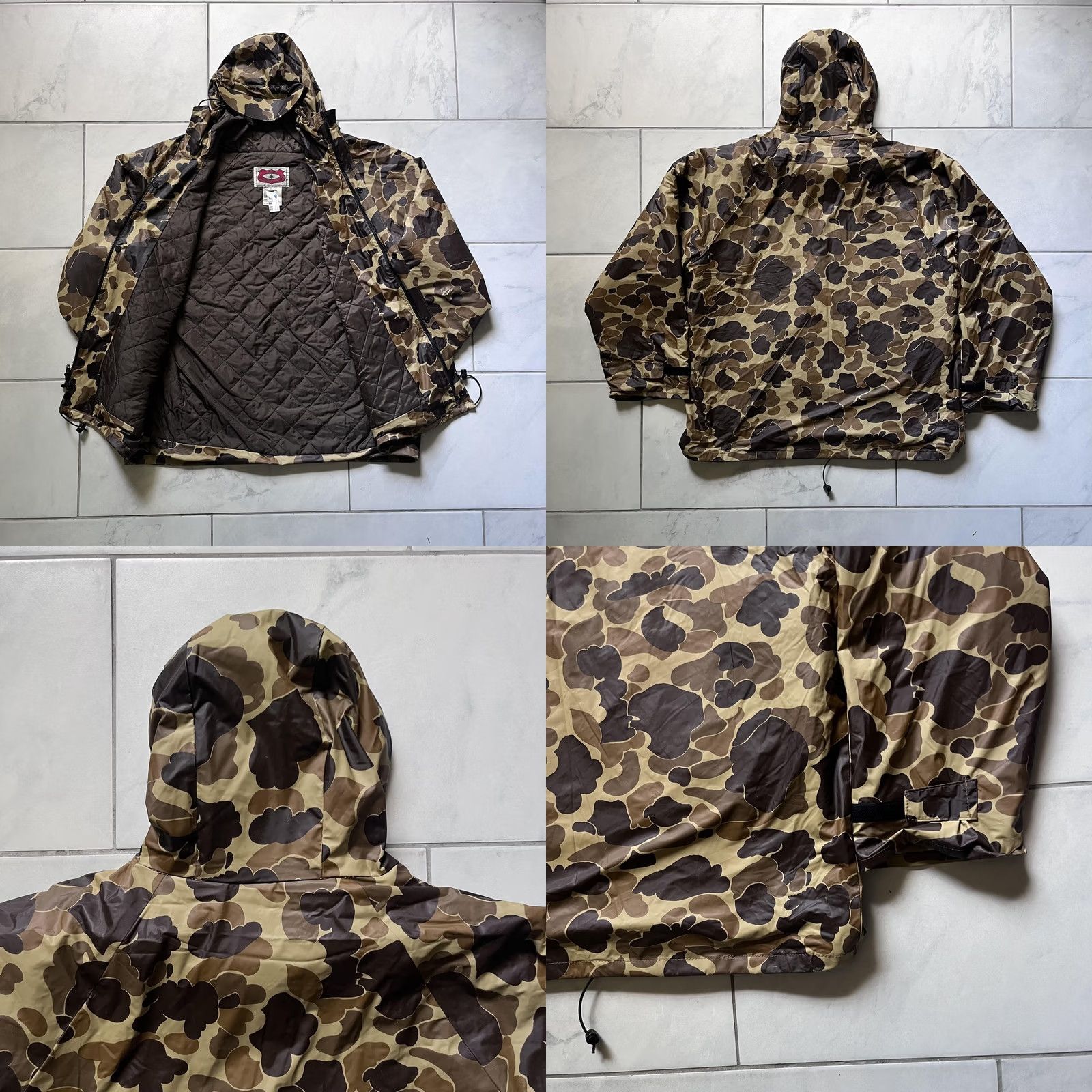 Vintage VINTAGE L.L. Bean Guide Jacket Pants Set Mens Large 36x32 Camo Insulated Hood PVC Camouflage 2 Piece Army Outdoor Mens Size US 33 - 8 Thumbnail