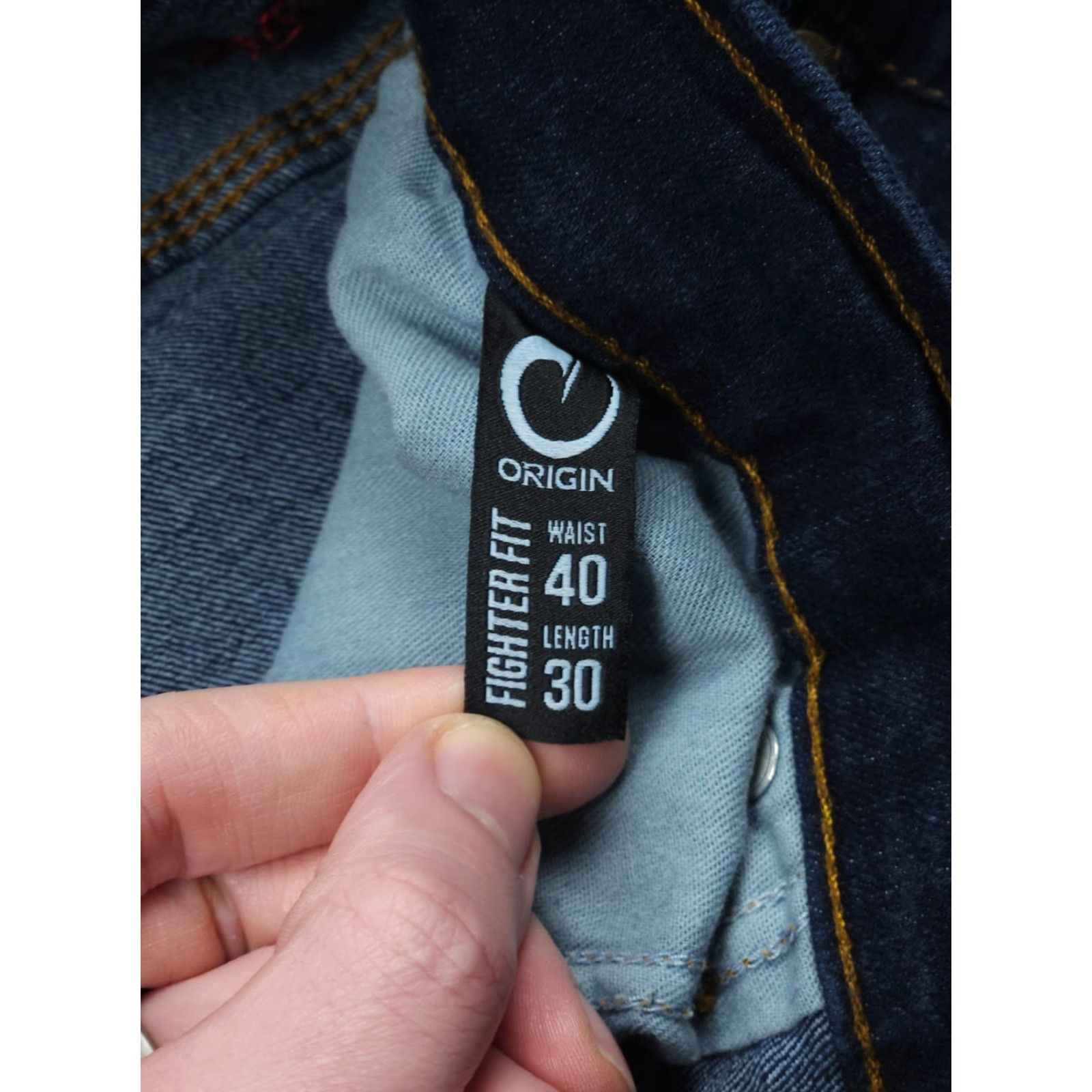 Vintage Origin Jeans Fighter Fit Mens 36x30 Jeans Athletic Stretch Denim USA 40x30 Tapered Regular Inseam 30 in Blue Cotton Polyester Size US 36 / EU 52 - 6 Thumbnail