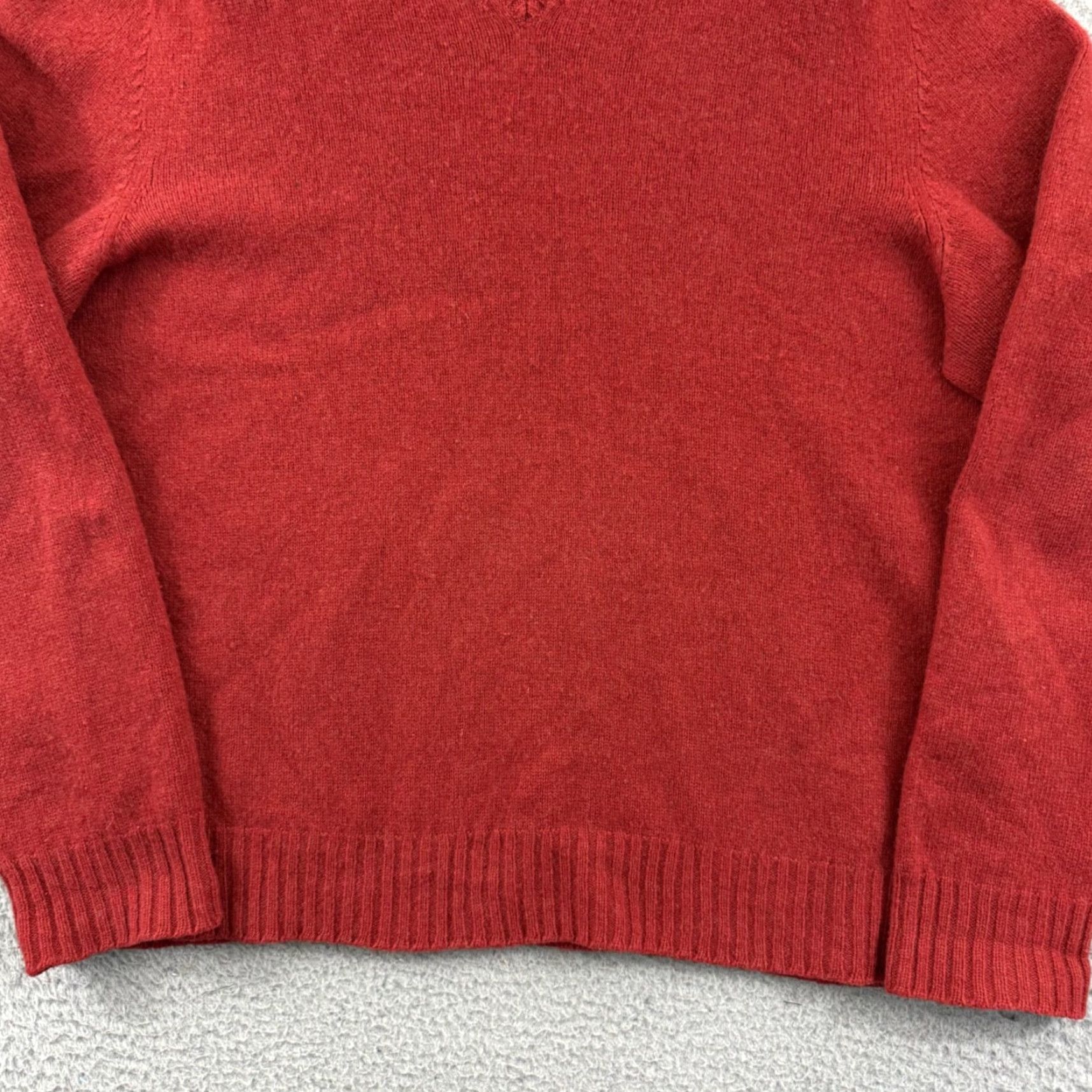 Lands' End VINTAGE Lands End Sweater Mens Large Orange Lambswool Knit V Neck Classic Preppy Size US L / EU 52-54 / 3 - 2 Thumbnail