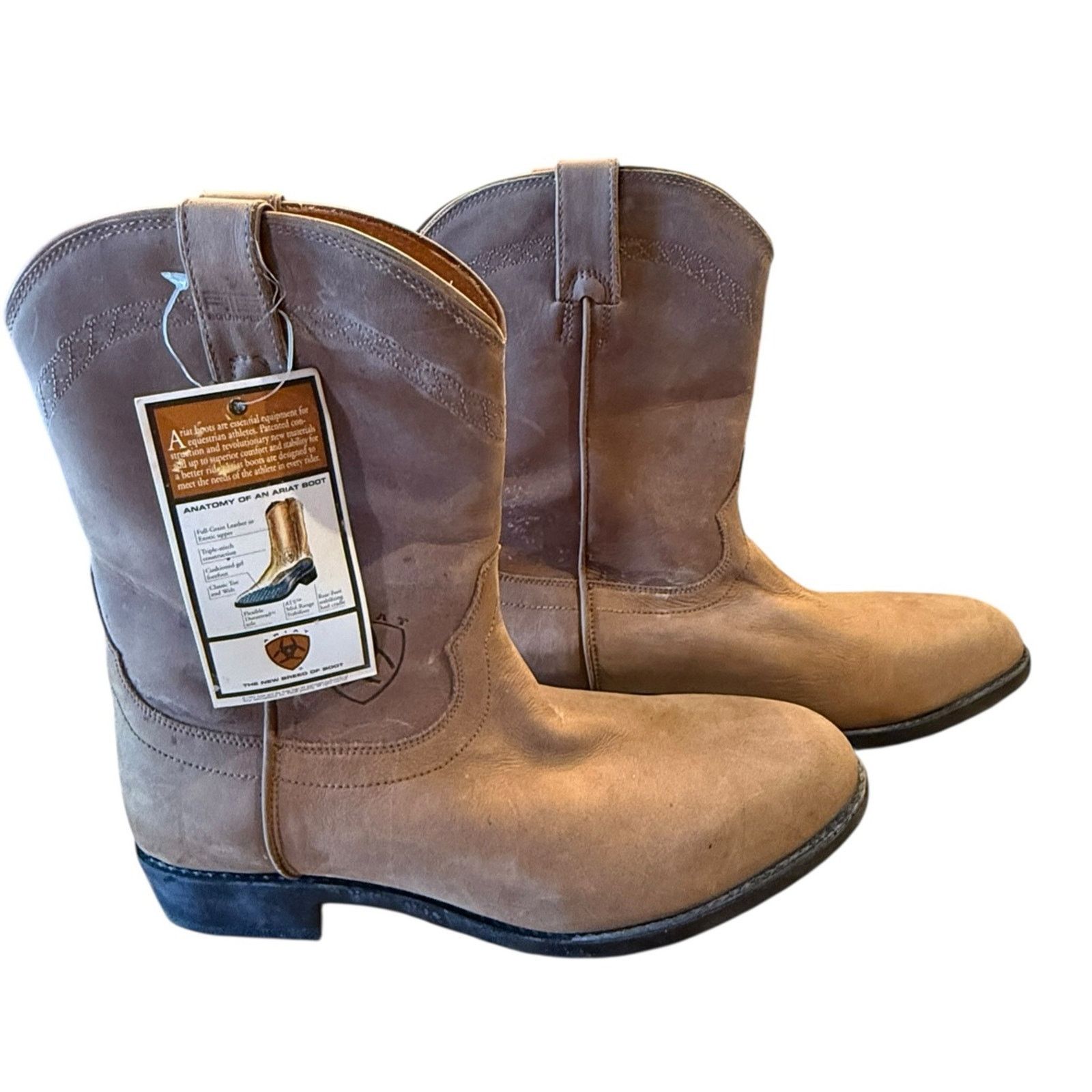 Ariat 11.5 Medium Tan Nubuck Classic Roper Style Boots NWT
