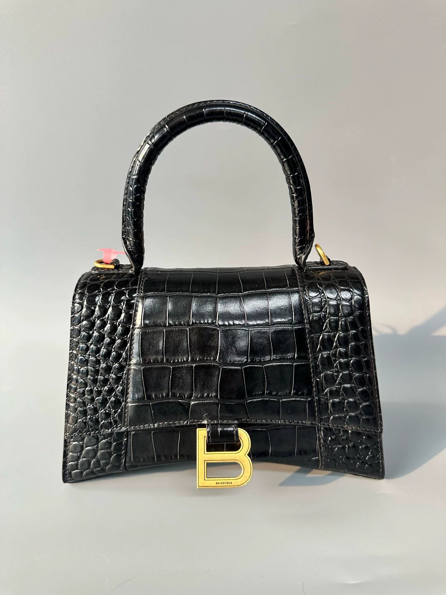 Balenciaga Hourglass S Leather Bag in Black, Women's