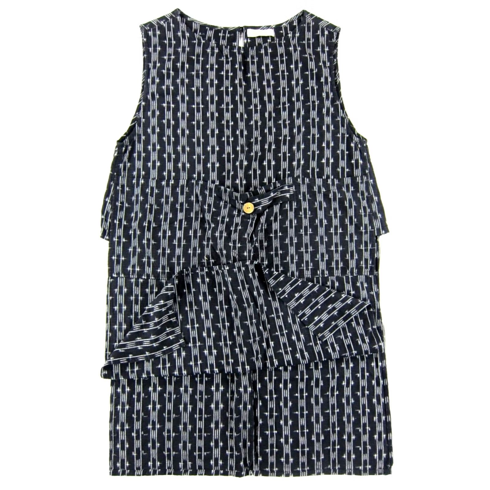 Nomad No Mad 100% Cotton Black White Pocket Tank Apron Open Sides Dress Large Size L / US 10 / IT 46 - 6 Thumbnail