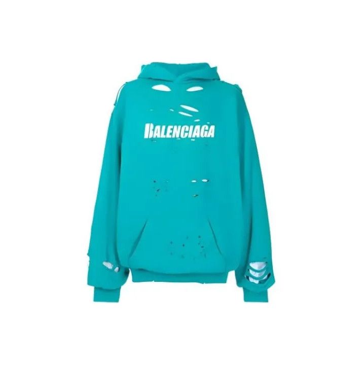 Balenciaga Balenciaga Distressed Hooded Sweatshirt for Men Size US S / EU 44-46 / 1 - 1 Thumbnail