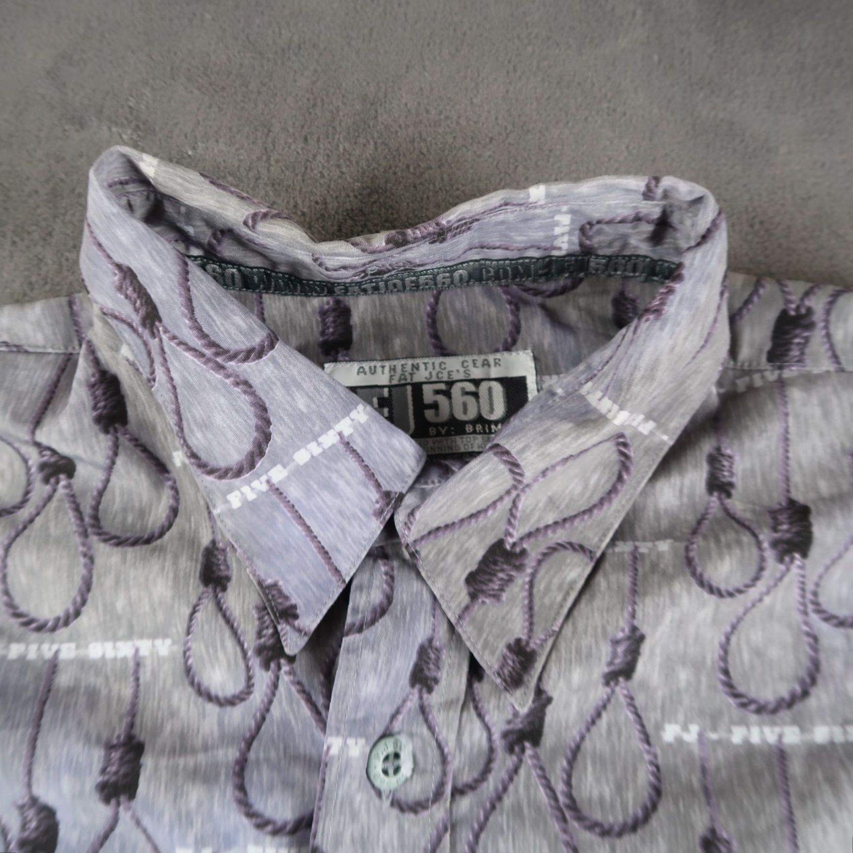 Roper VINTAGE FJ 560 Fat Joe Long Sleeve Shirt 2XL Gray Polyester Button-Up Graphic Print Hip Hop 90s Mens Size US XXL / EU 58 / 5 - 4 Thumbnail