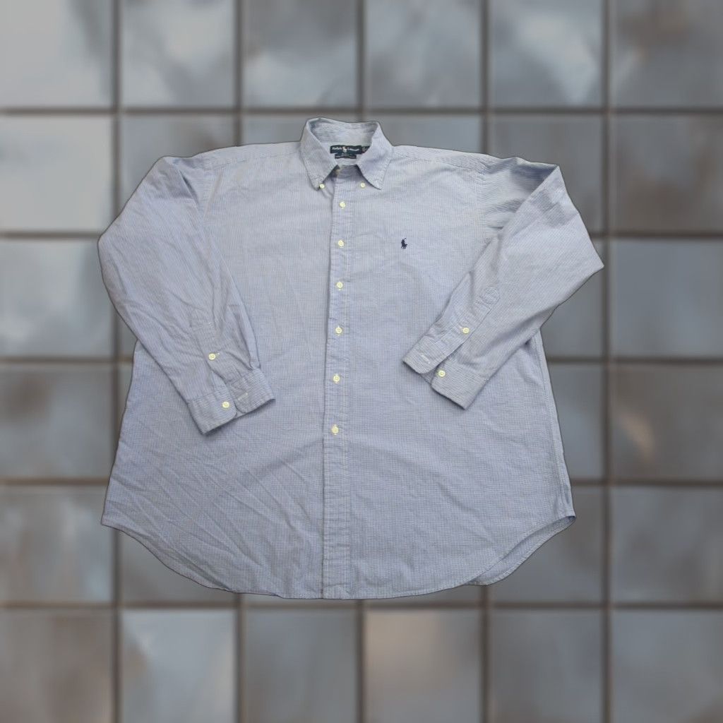 Ralph Lauren VINTAGE Ralph Lauren Shirt Mens XL Long Sleeve Blue Plaid Button-Down Polo Logo Classic Fit Office & Casual Size US XL / EU 56 / 4 - 1 Thumbnail