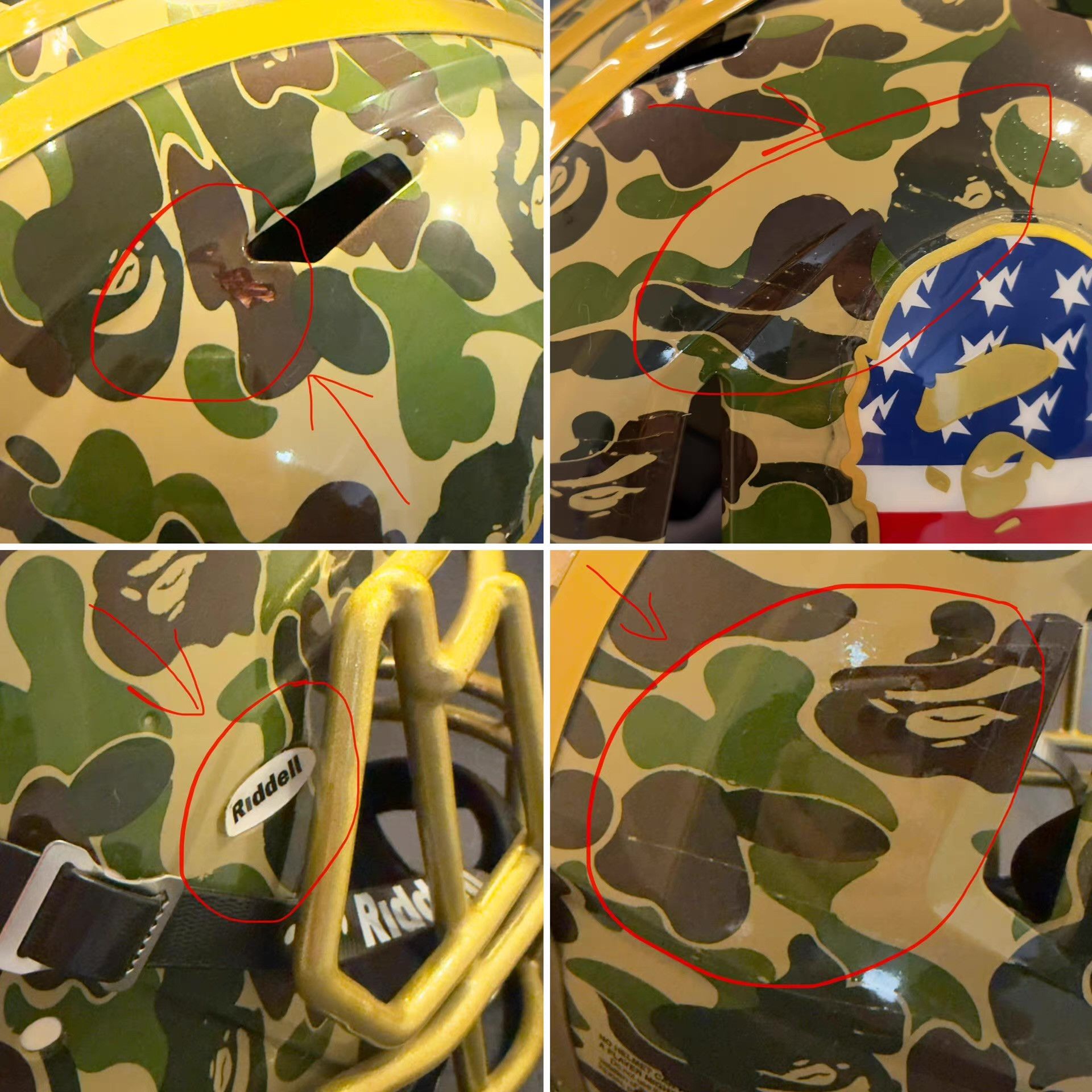 Riddell Bape x Adidas Collaboration Football Helmet Q5 Size ONE SIZE - 3 Thumbnail