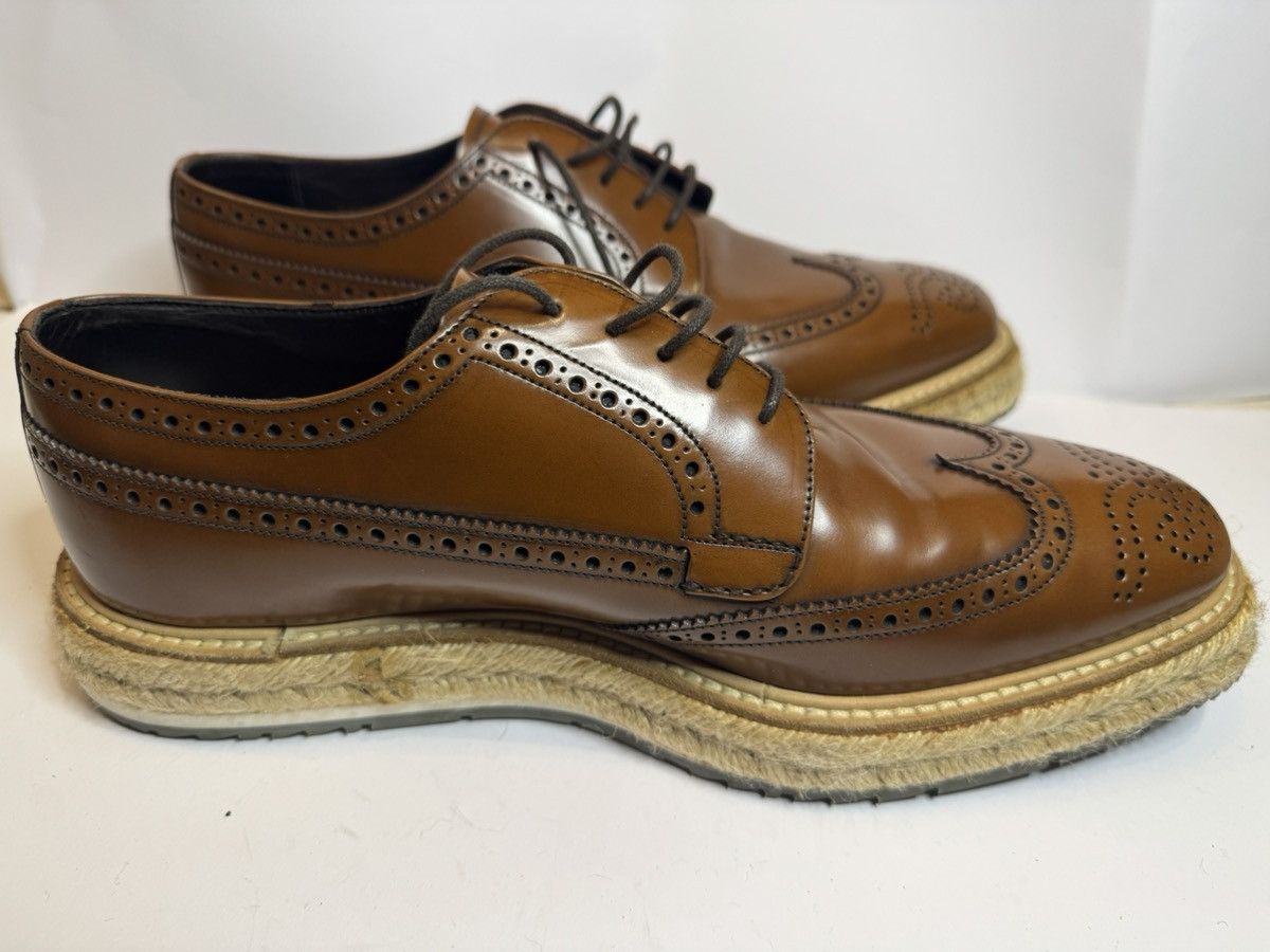 Prada Prada Levitate Espadrille Wingtip Brogues - Cognac Leather- Size US 9.5 / EU 42-43 - 7 Thumbnail