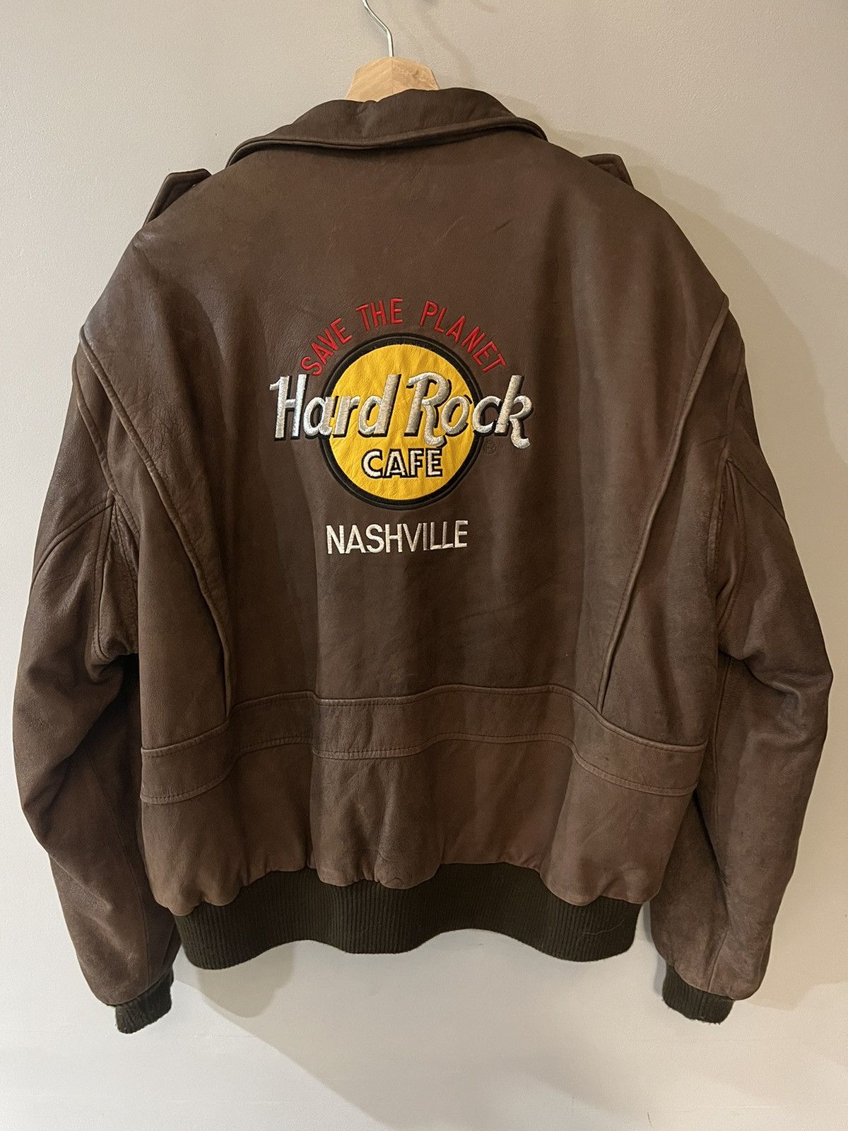 image of Hard Rock Cafe Nashville Vintage Leather Jacket, Men's (Size XL)