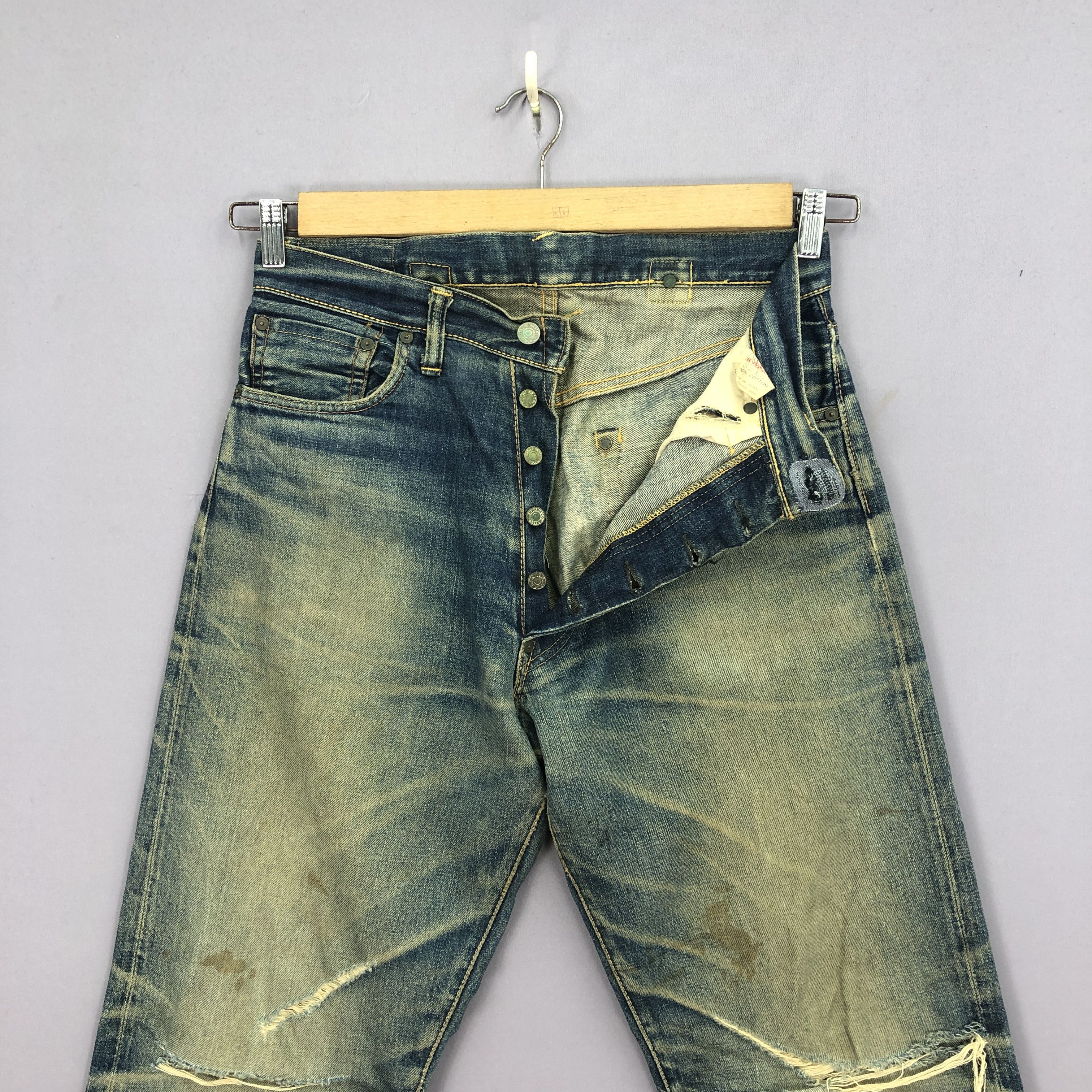 Japanese Brand Vintage 90s Evisu Selvedge Jeans Distressed Mud Wash Denim Size US 30 / EU 46 - 5 Thumbnail