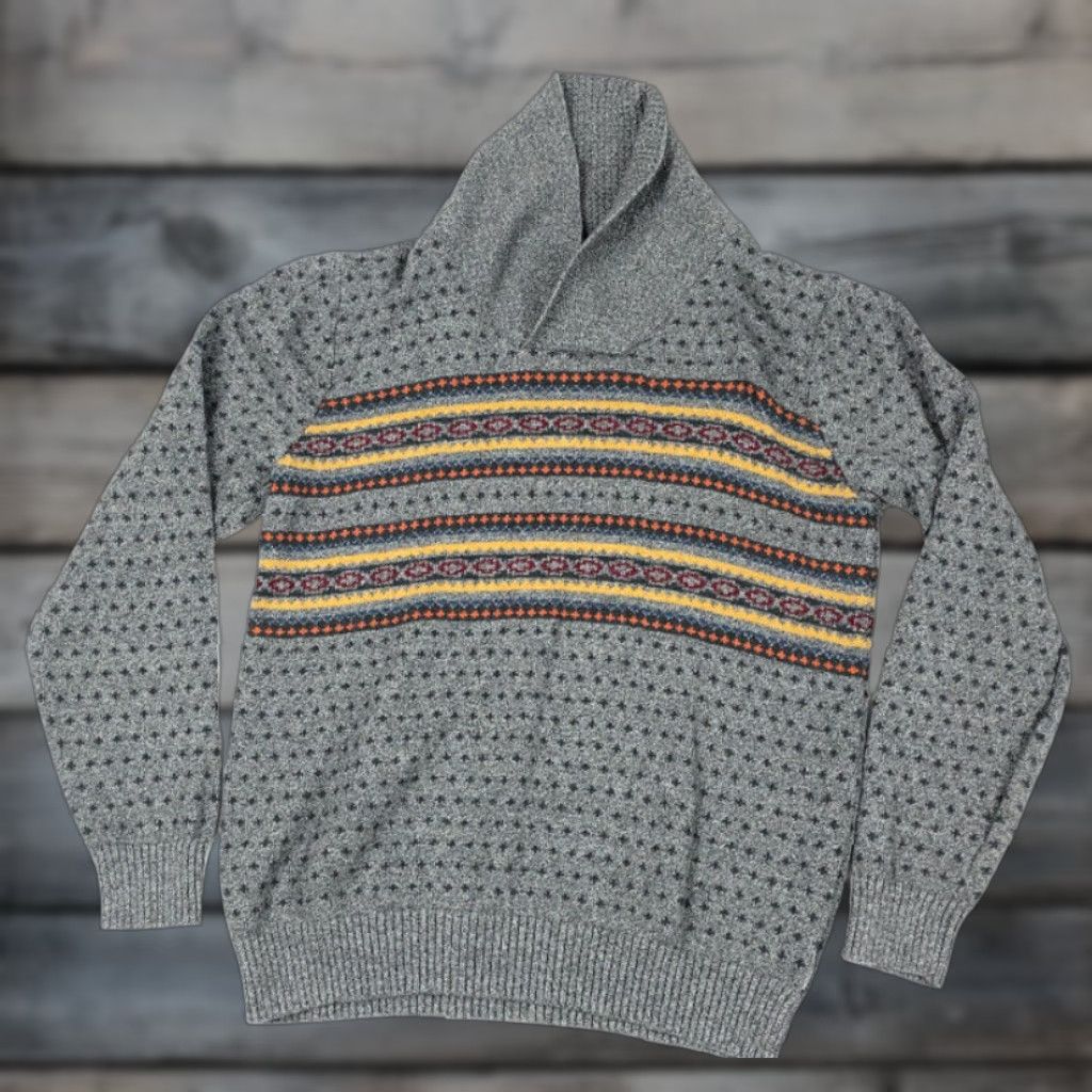 Levi's Levi's Sweater Adult Medium Gray Geometric Fair Isle Cotton Knit Shawl Collar Pullover Mens Regular Size M Ski Style Vintage: No Size US M / EU 48-50 / 2 - 1 Thumbnail