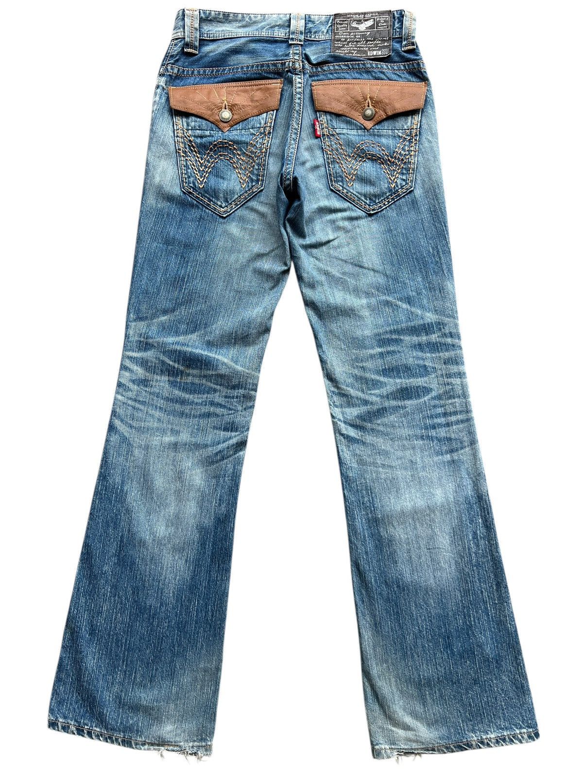 Edwin Vintage Edwin XV Distressed Denim Flare Jeans 32x33.5 Size 32" / US 10 / IT 46 - 3 Thumbnail