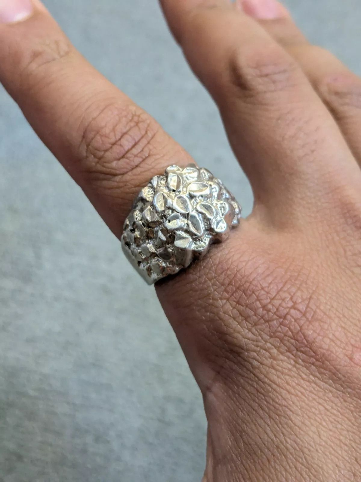 Jewelry Vintage Sterling Silver Nugget 11 Modern Brutalist Dome Size ONE SIZE - 9 Thumbnail