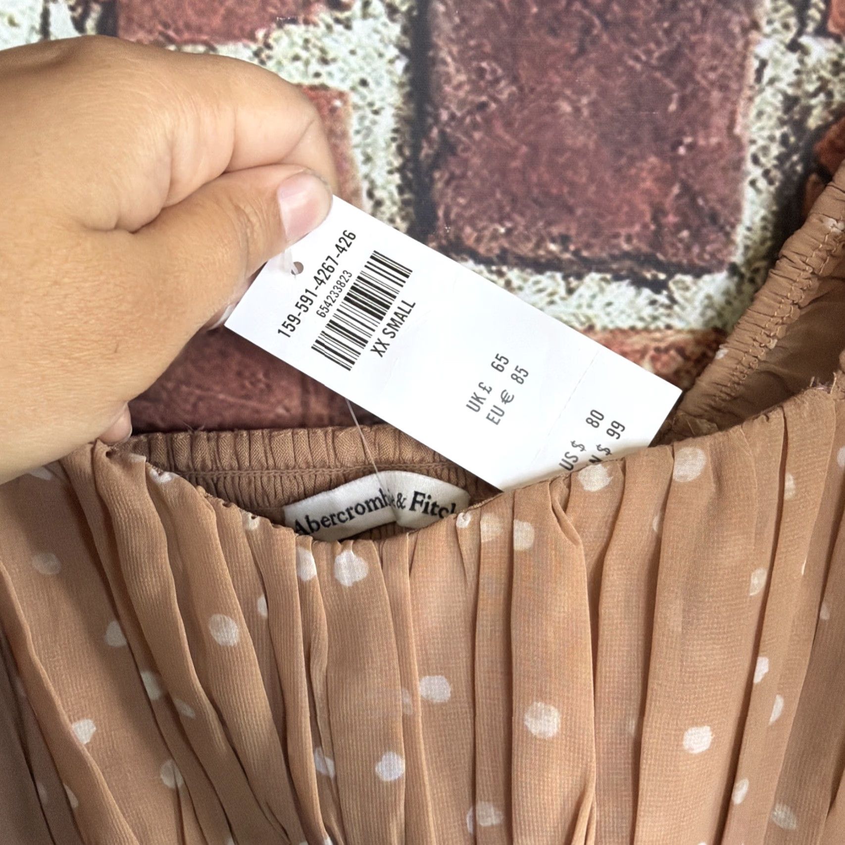 Abercrombie & Fitch Abercrombie & Fitch Dress Womens 2XS Polka Dot NWT Beige V-Neck Flutter Sleeve Short A&F Sundress Size XXS / US 00 / IT 34 - 3 Thumbnail