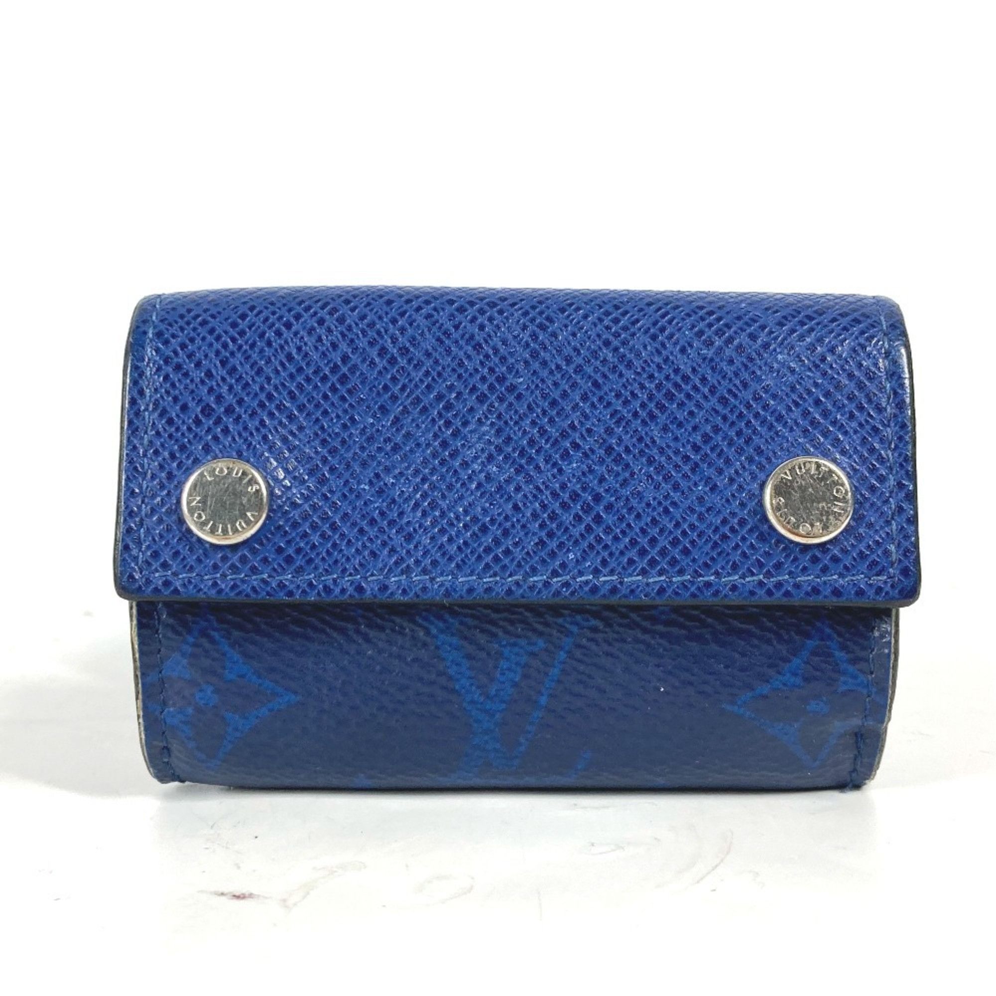 Louis Vuitton LOUIS VUITTON M67620 Taiga Rama Discovery Compact Wallet, Tri-fold Leather, Monogram Canvas, Men's, Blue Size ONE SIZE - 1 Thumbnail