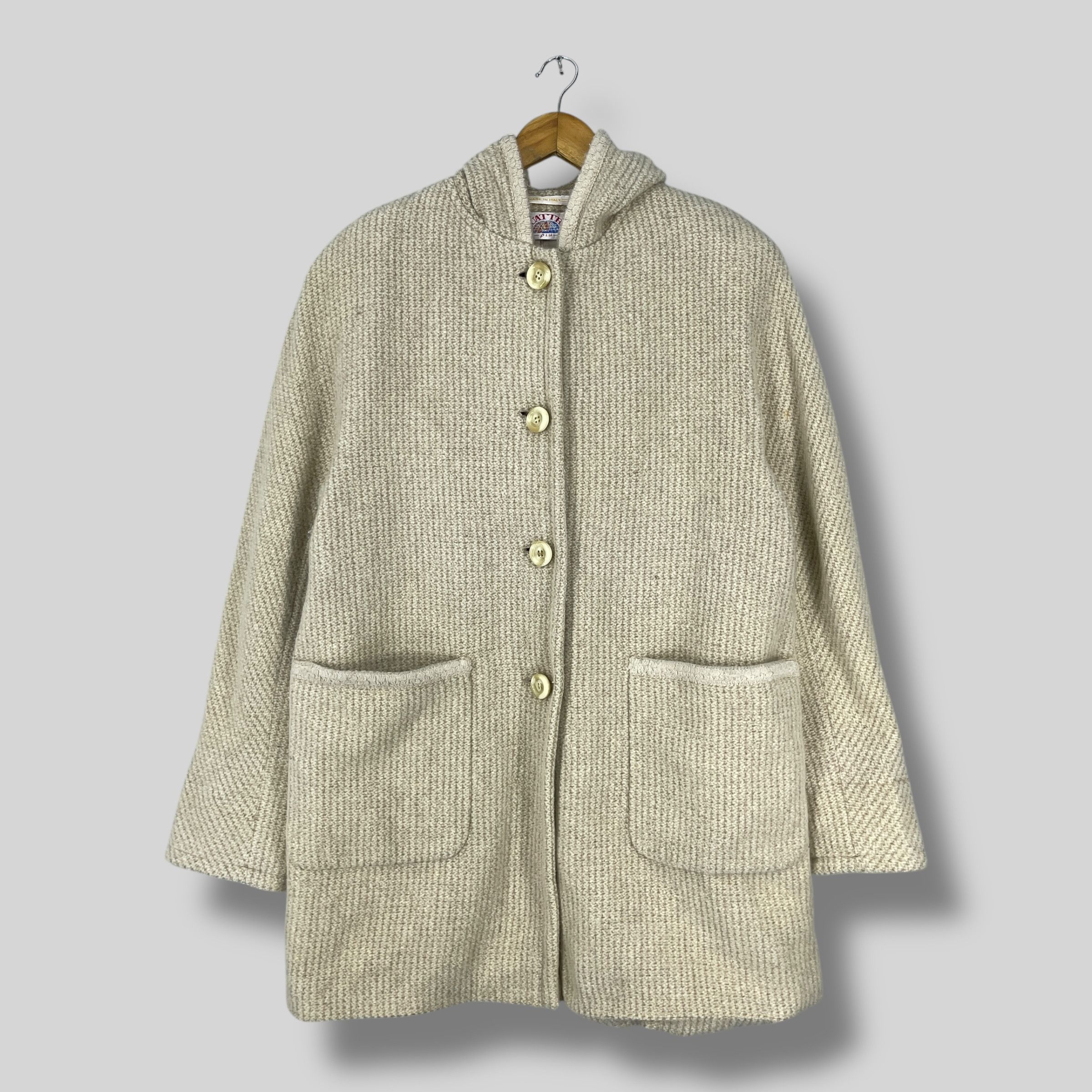 Japanese Brand Vintage 1990s QUATTRO PIU Heavy Knitted Long Coat Size US L / EU 52-54 / 3 - 1 Thumbnail