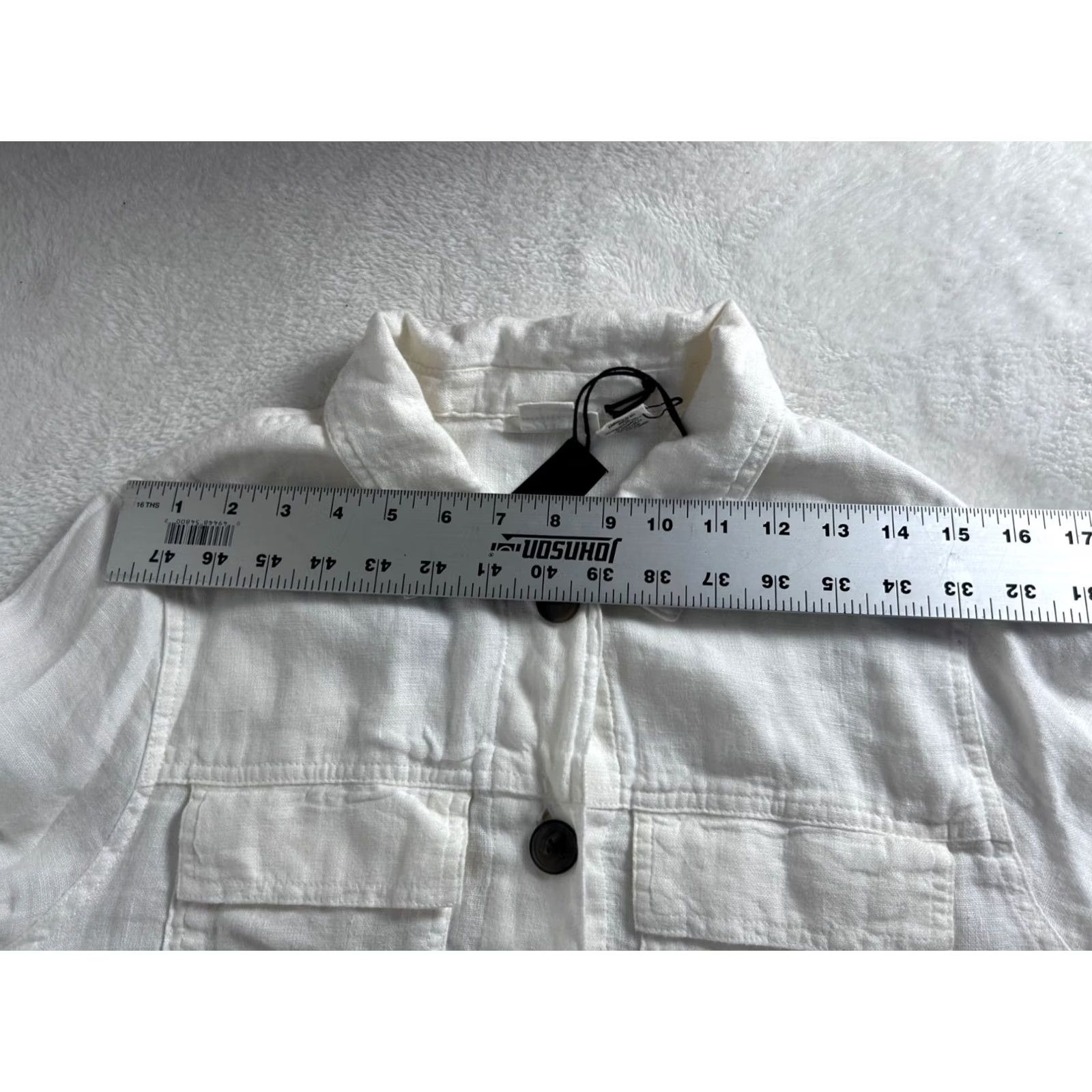 Nicole Miller Nicole Miller Womens Linen Button-Up Jacket Large White Pockets Lightweight New Size L / US 10 / IT 46 - 6 Thumbnail