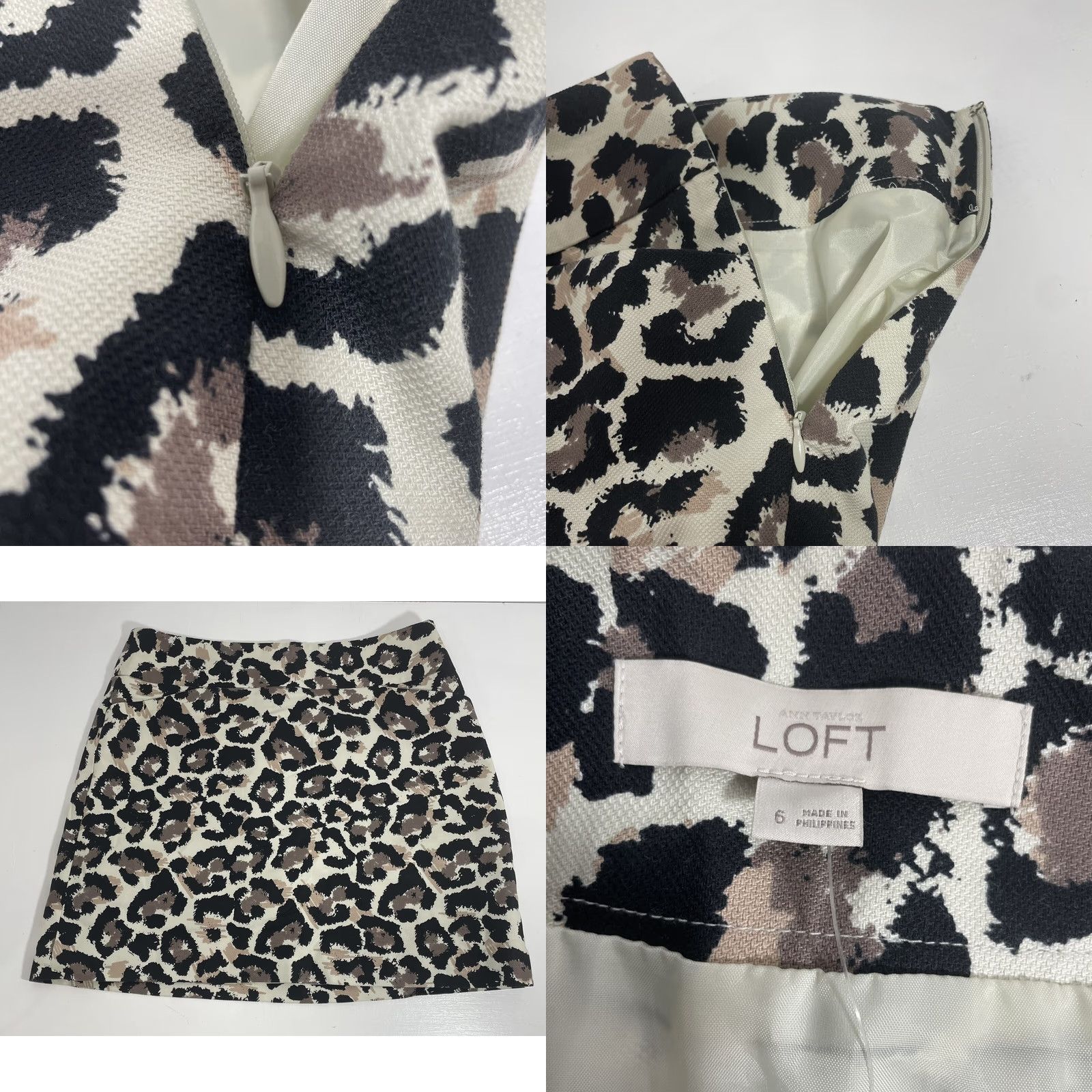 Ann Taylor VINTAGE Ann Taylor Loft Skirt 6 Women Knee Length Animal Print Pockets NWT Size 28" / US 6 / IT 42 - 10 Thumbnail