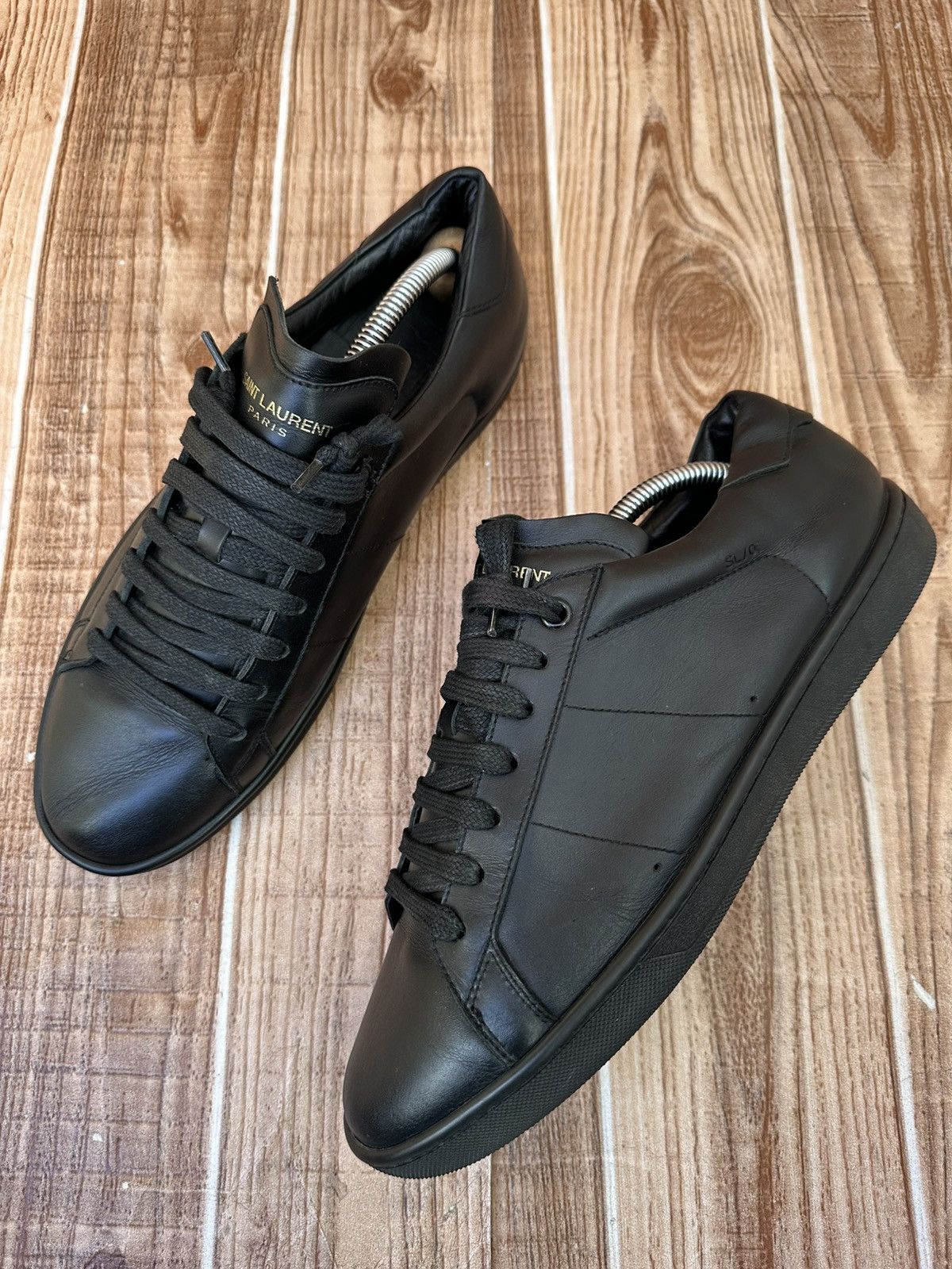 Saint Laurent Paris Saint Laurent SL/01 Black Leather Signature Court Classics Size US 8 / EU 41 - 2 Thumbnail